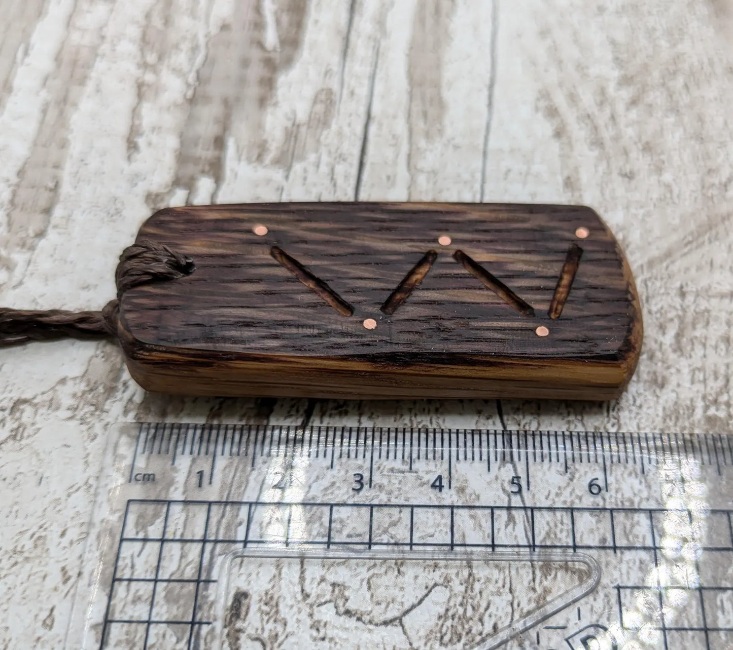 Whiskey oak barrel Cassiopeia constellation pendant.