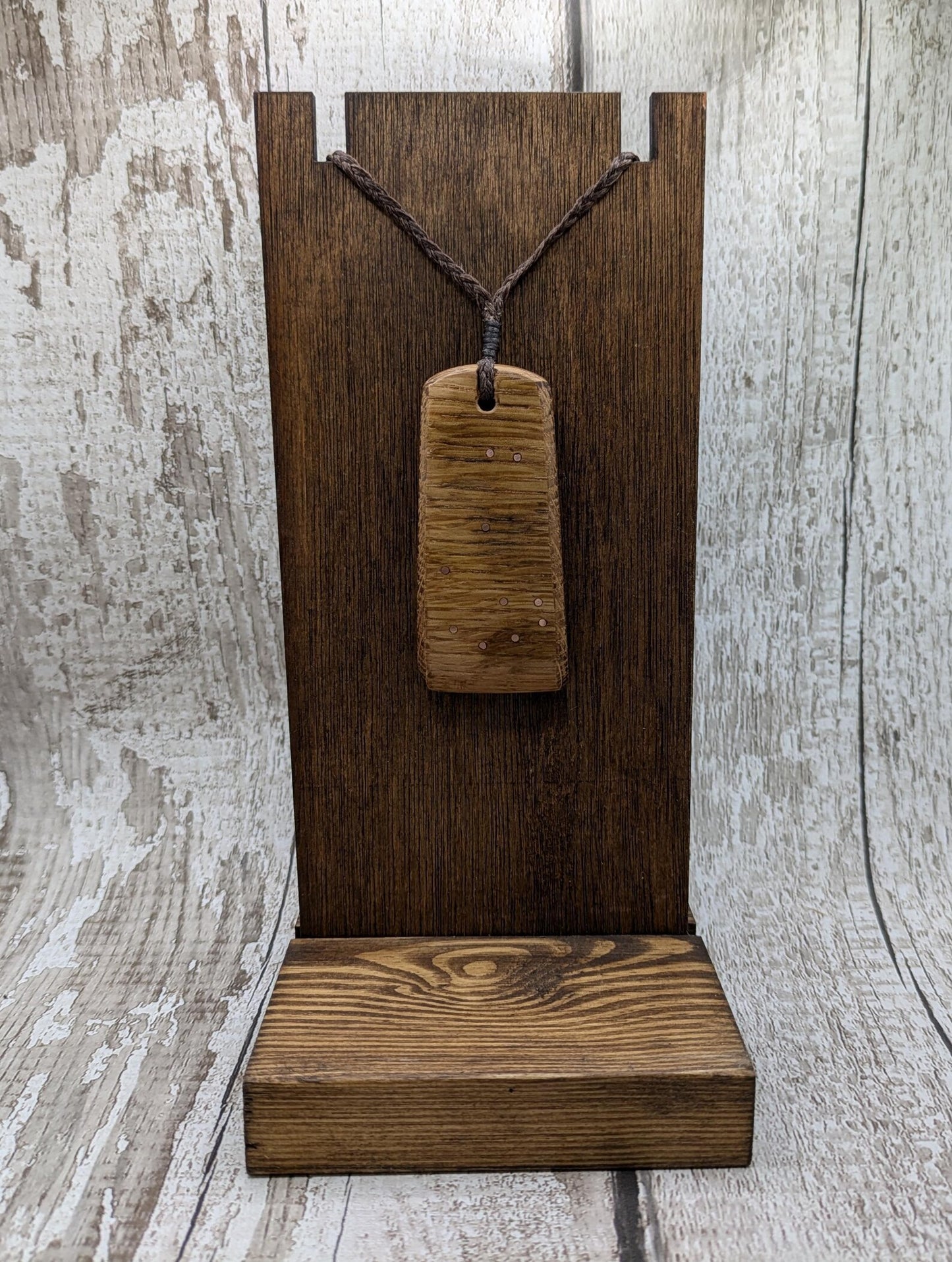 Whiskey barrel oak wood Pleiades star cluster constellation pendant.