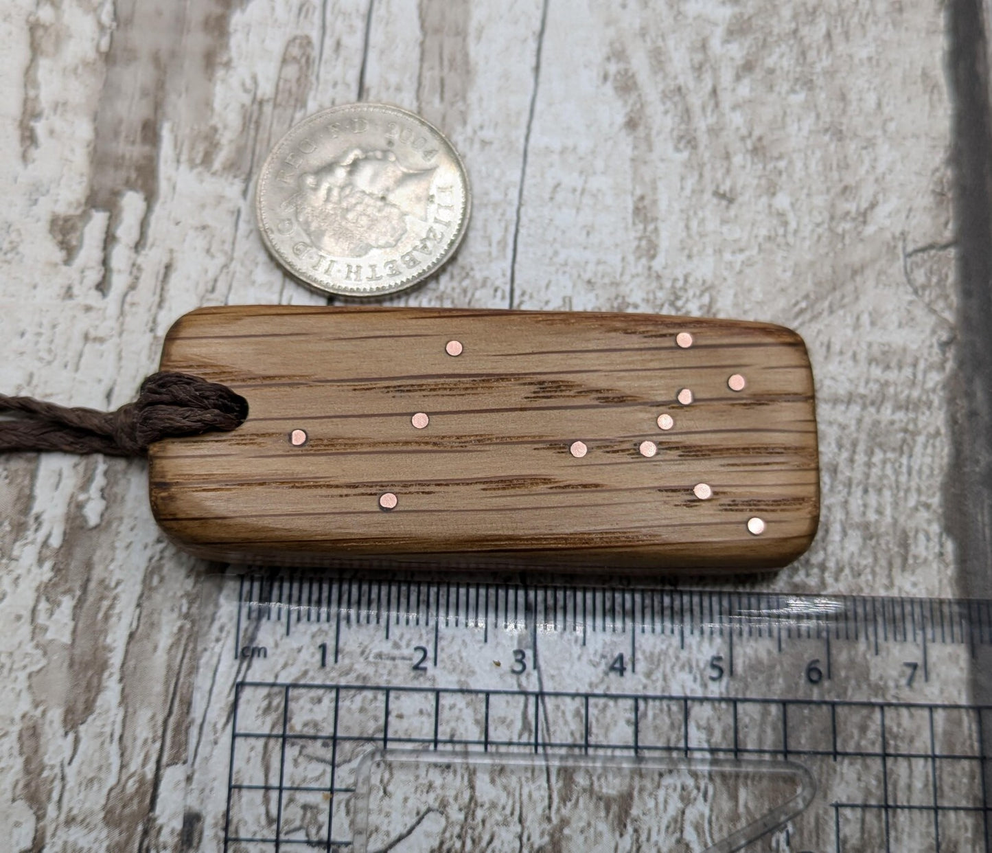 Whiskey barrel oak with Canis Major in Sirius start system pendant.