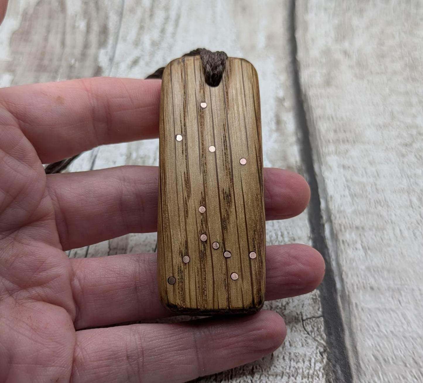 Whiskey barrel oak with Canis Major in Sirius start system pendant.