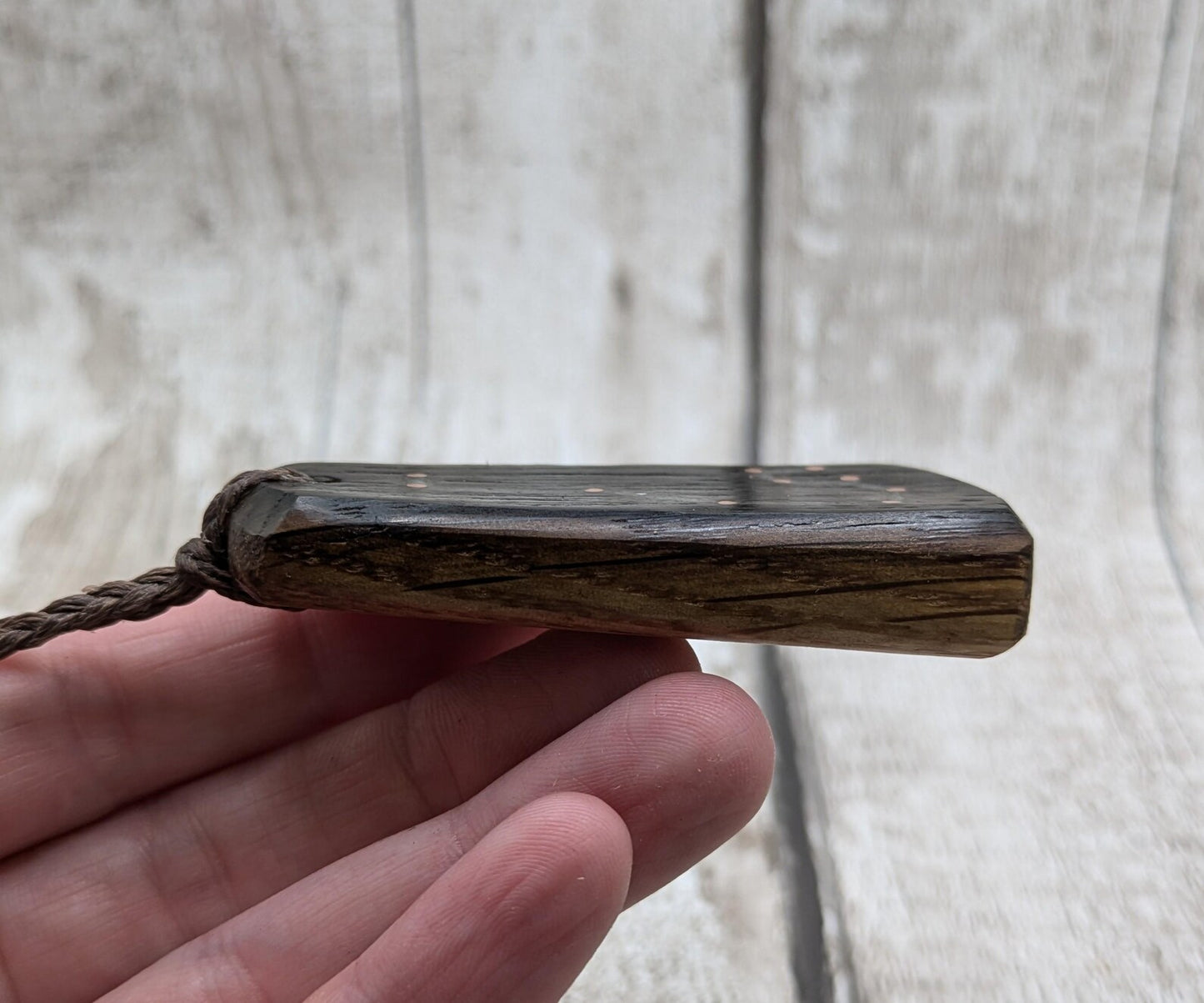 Whiskey barrel oak Pleiades star system pendent.