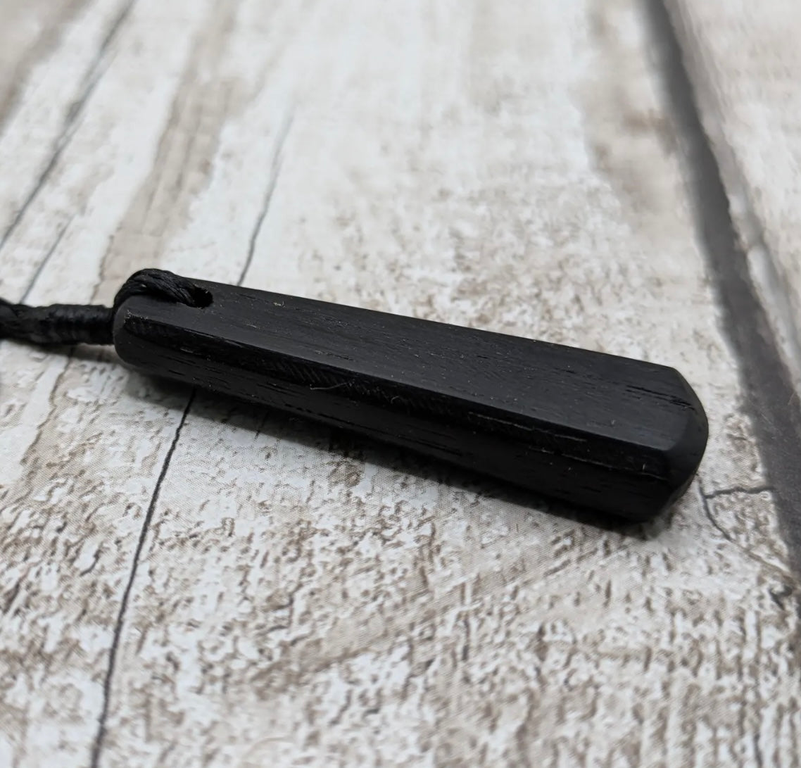Fenland bog oak roimata tear drop pendant.