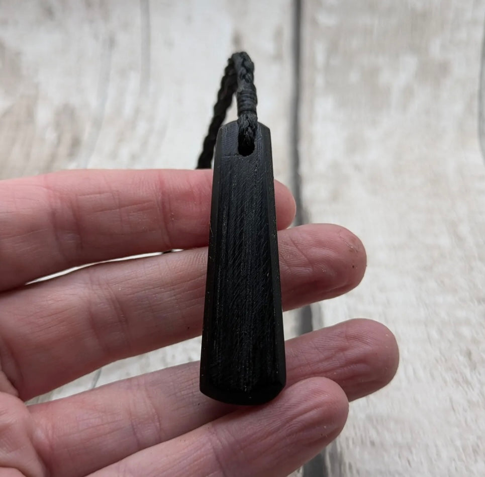 Fenland bog oak roimata tear drop pendant.