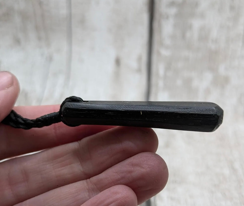 Fenland bog oak roimata tear drop pendant.