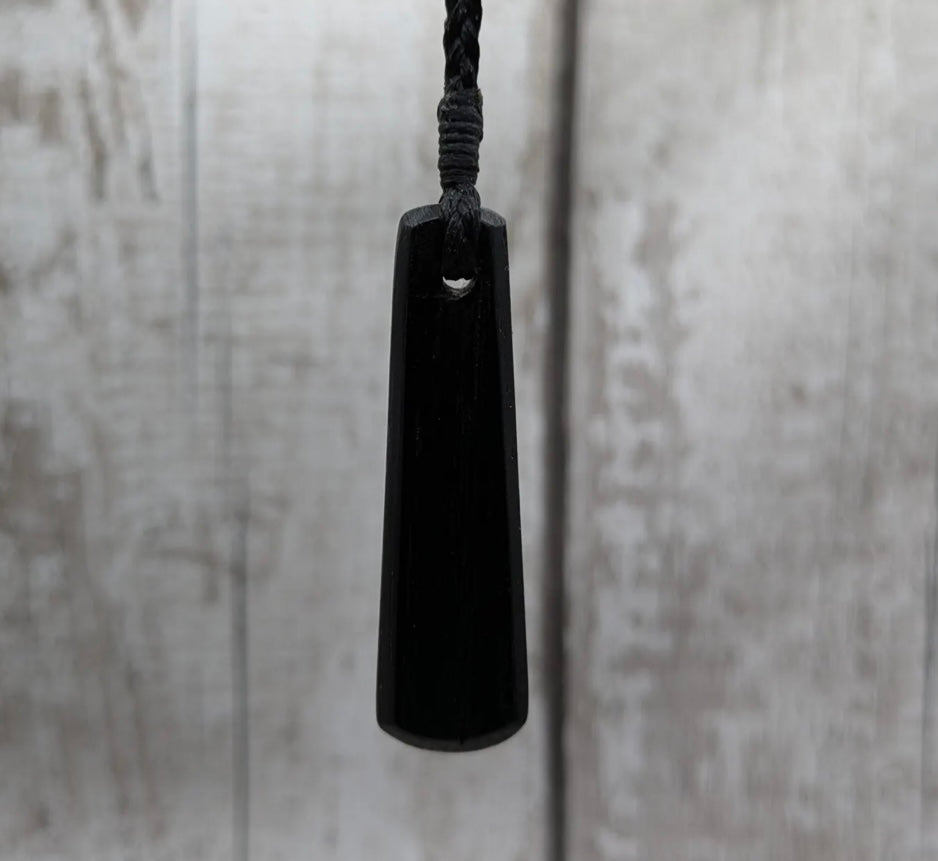 Fenland bog oak roimata tear drop pendant.