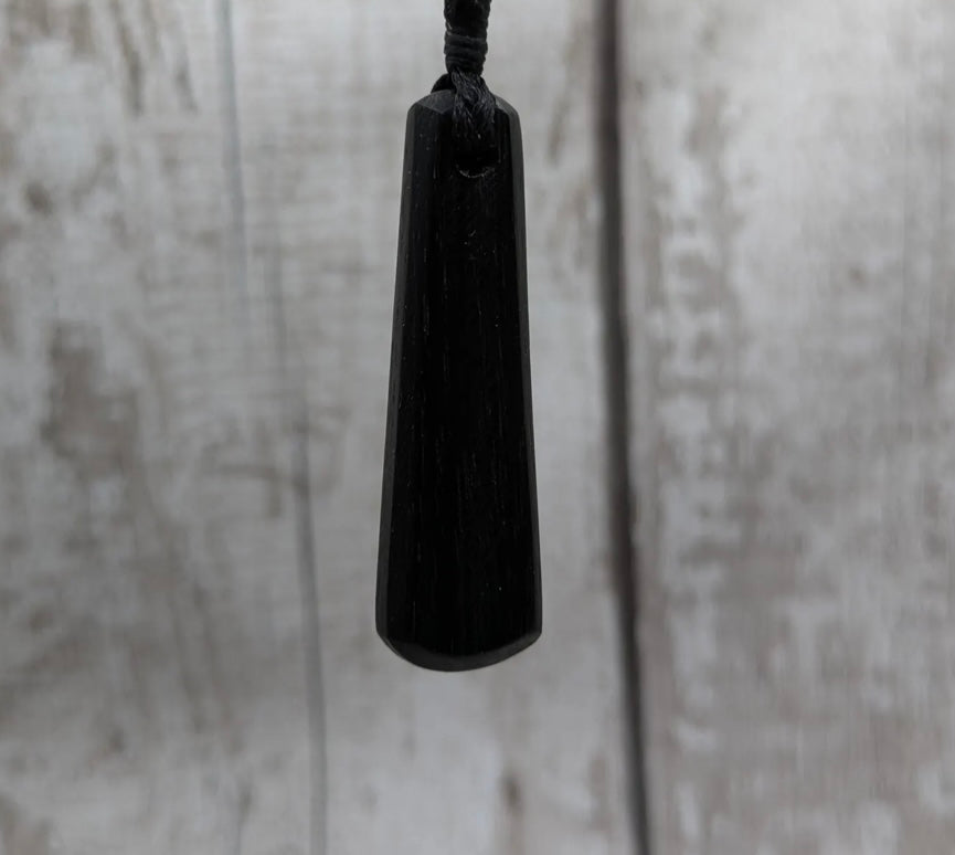 Fenland bog oak roimata tear drop pendant.