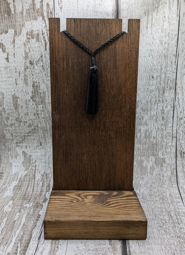 Fenland bog oak roimata tear drop pendant.