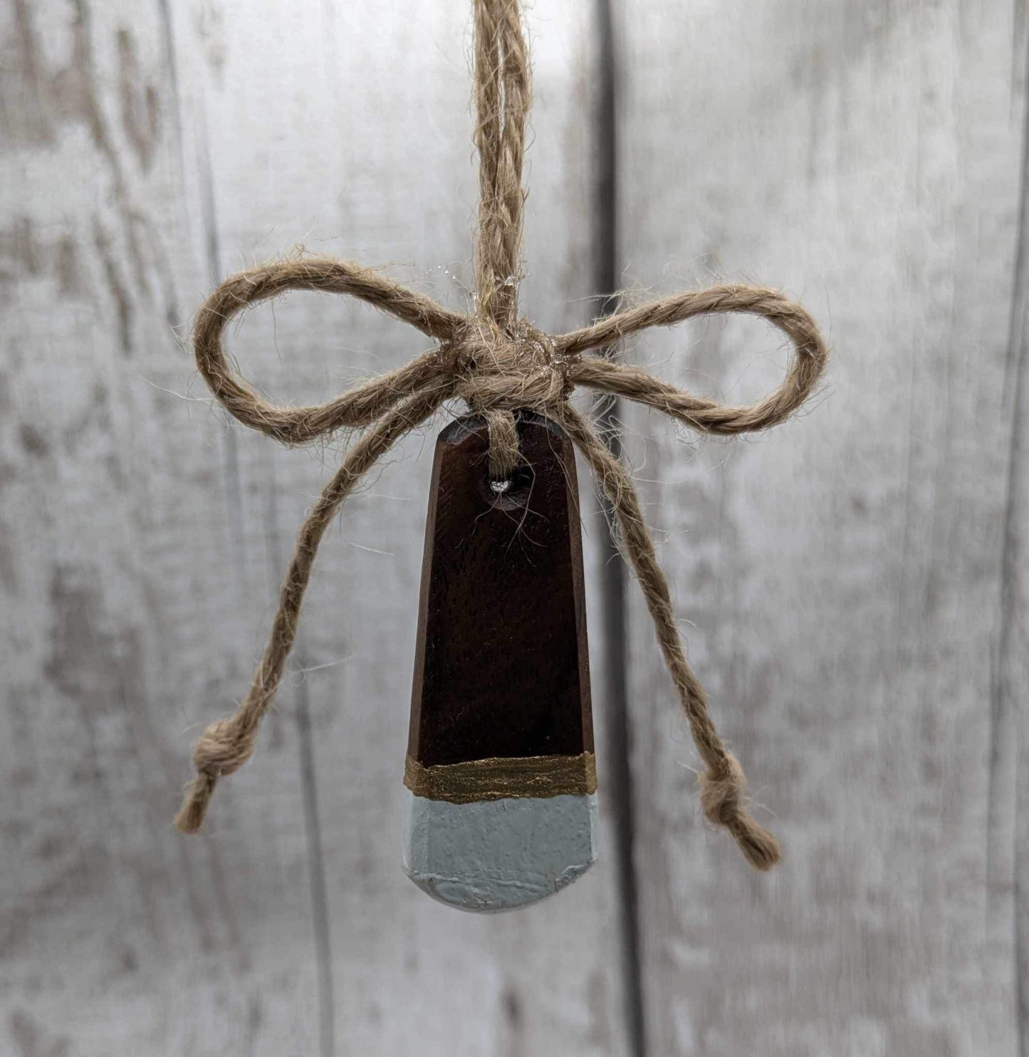 Walnut wood tear drop hanging Christmas decoration. Made to order.