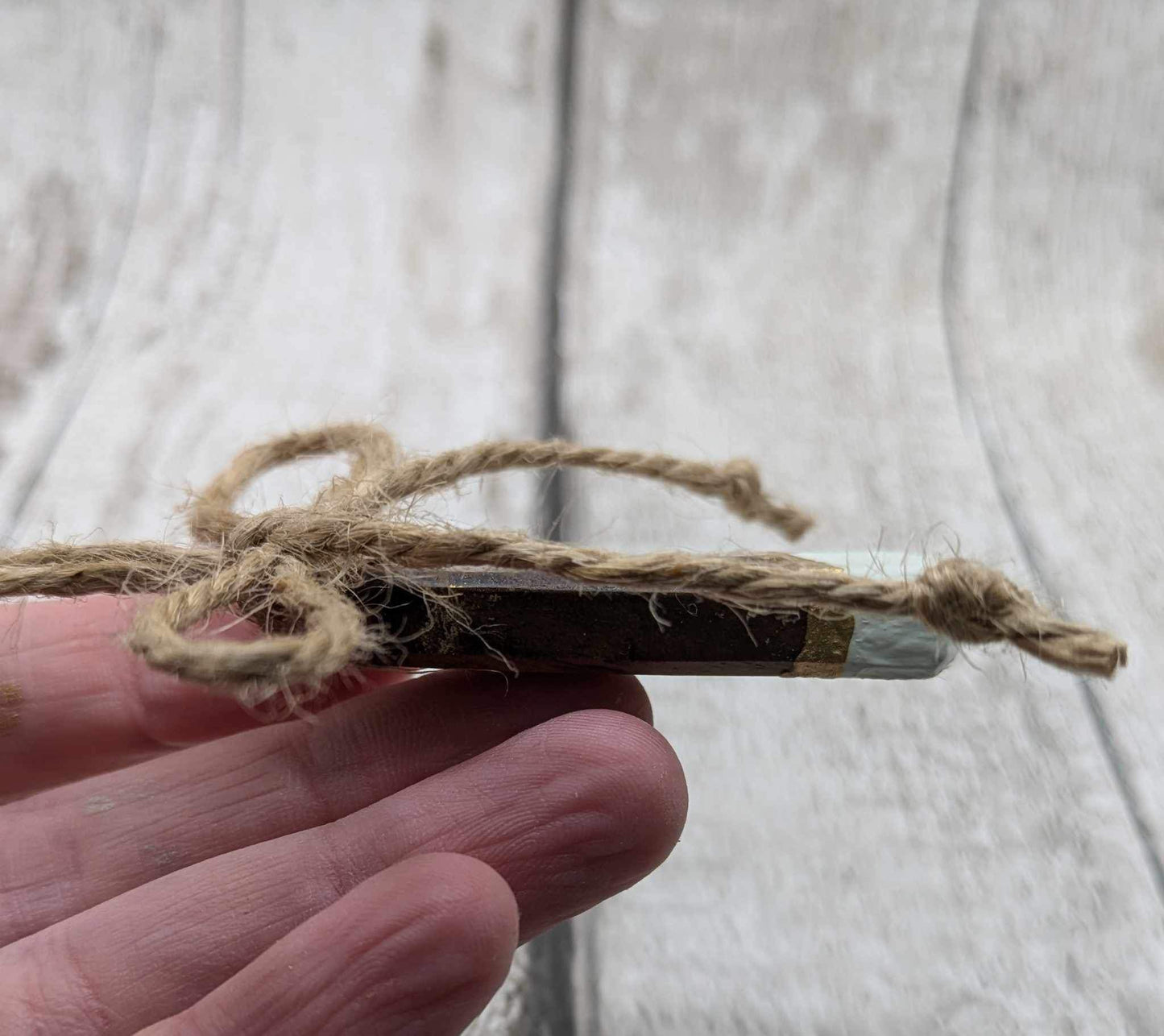 Walnut wood tear drop hanging Christmas decoration. Made to order.