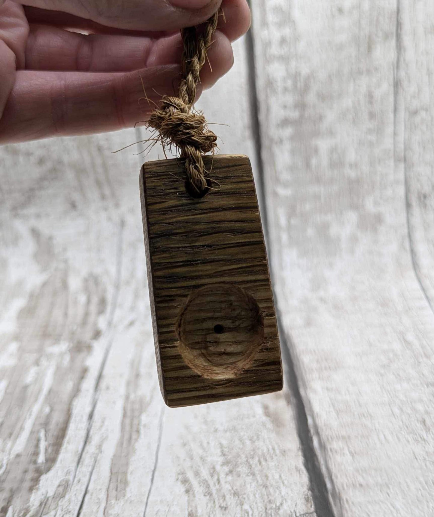 Whiskey barrel oak travel incense holder.