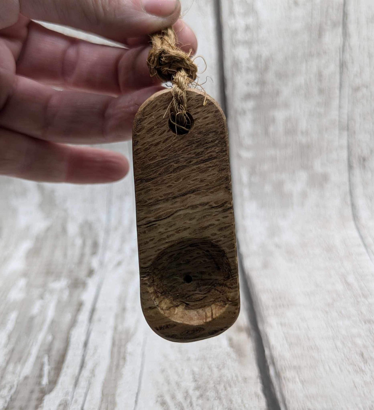 Olive wood travel sized incense holder.