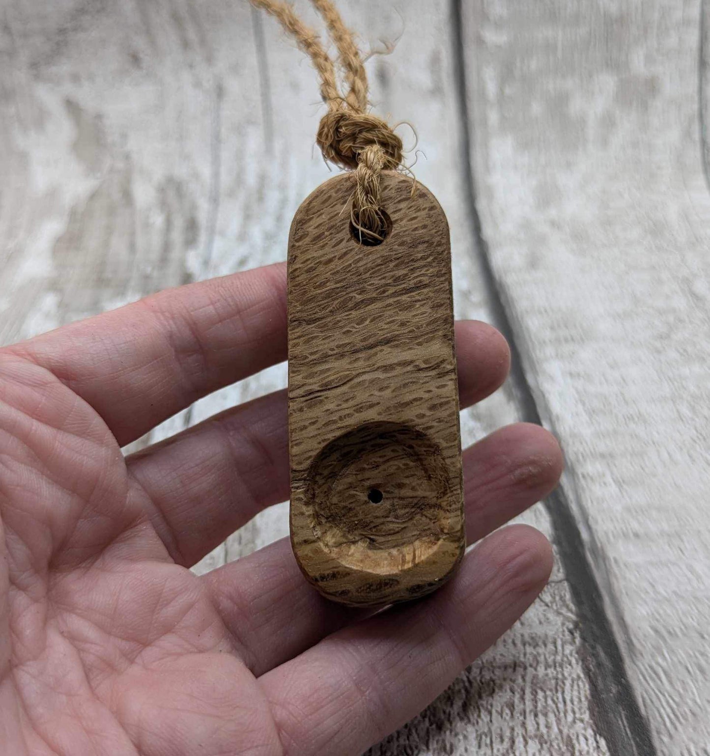 Olive wood travel sized incense holder.