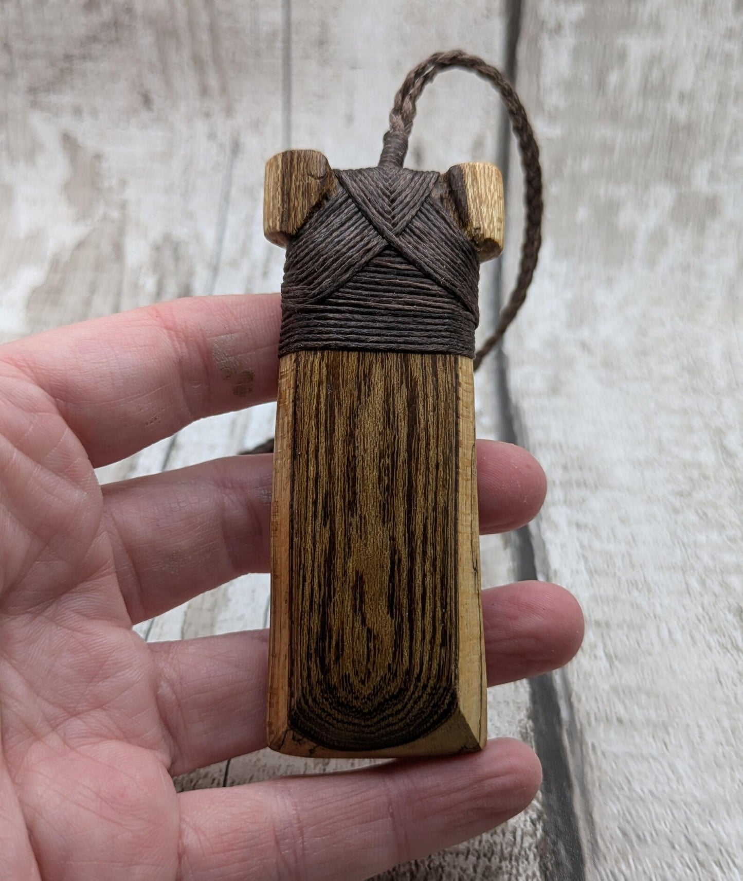 Spalted laburnum wood Hei Toki adze pendant.
