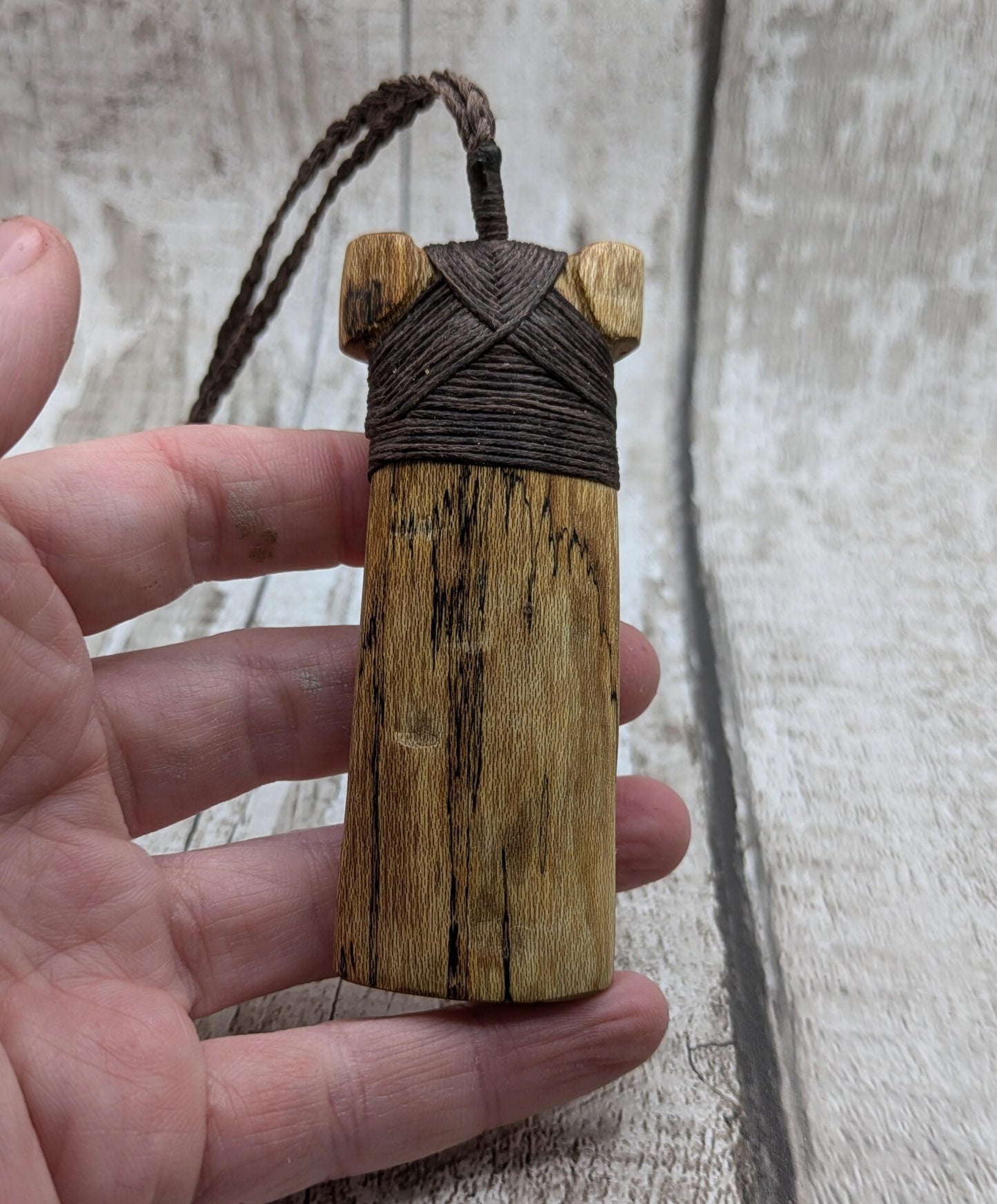 Spalted laburnum wood Hei Toki adze pendant.