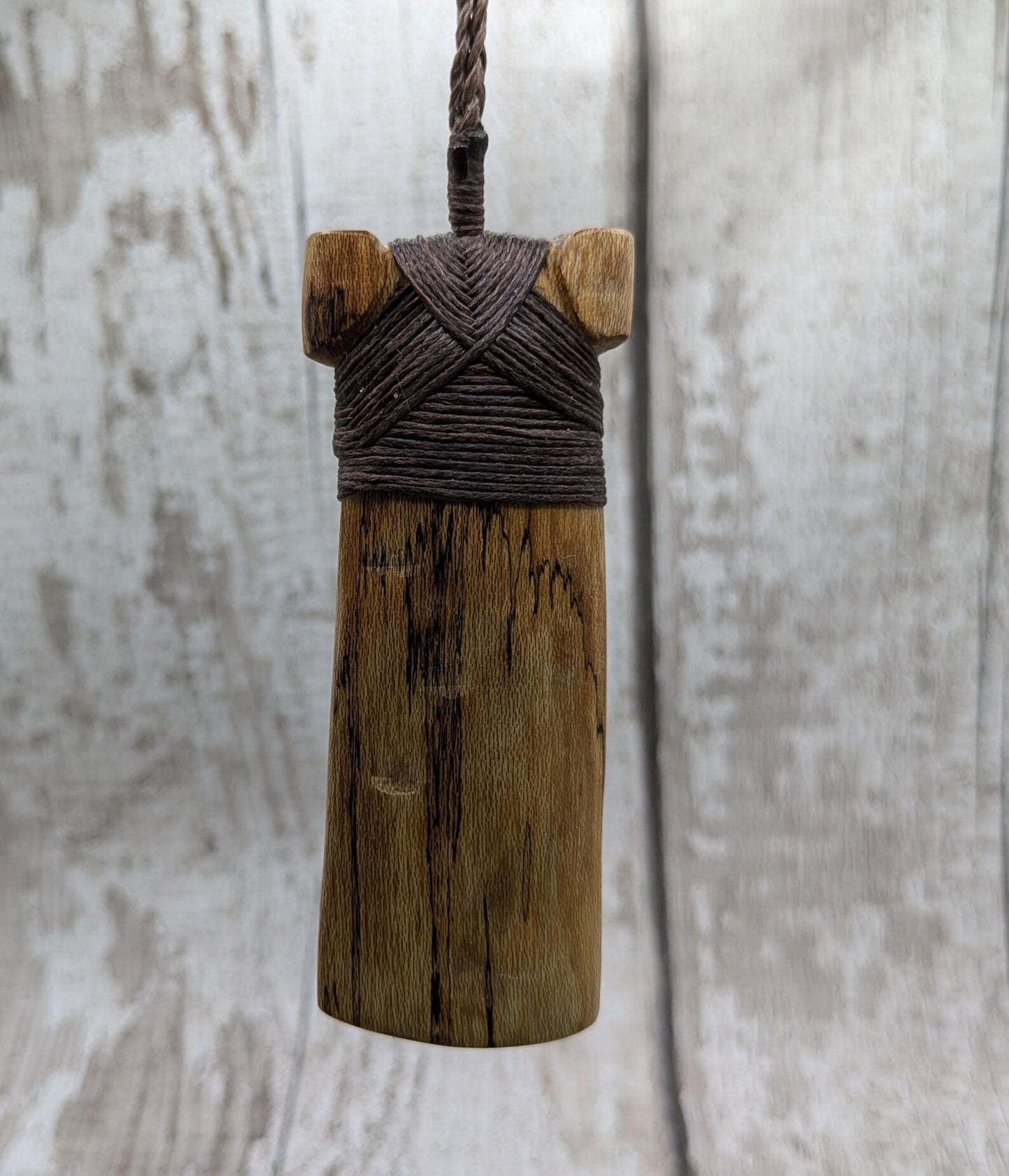 Spalted laburnum wood Hei Toki adze pendant.