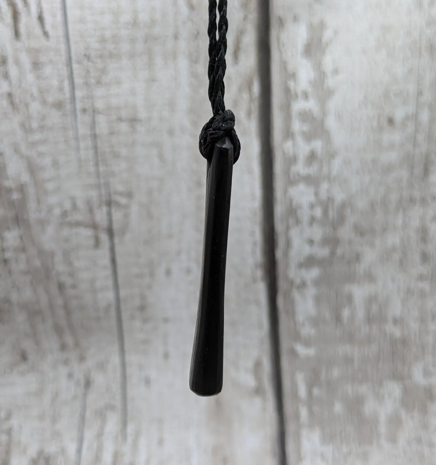 Fenland bog oak roimata drop pendant with 925 sterling silver dot.