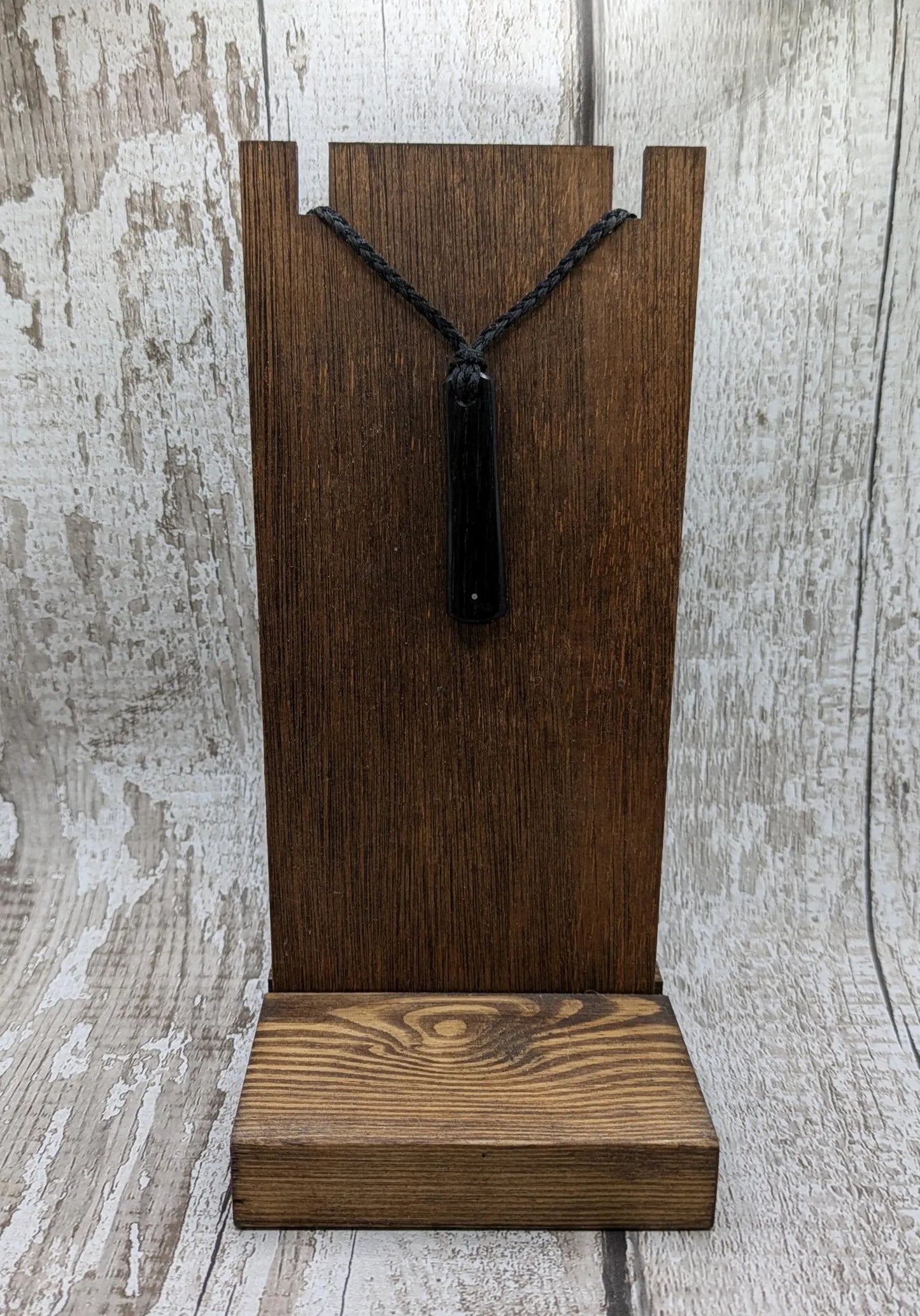 Fenland bog oak roimata drop pendant with 925 sterling silver dot.