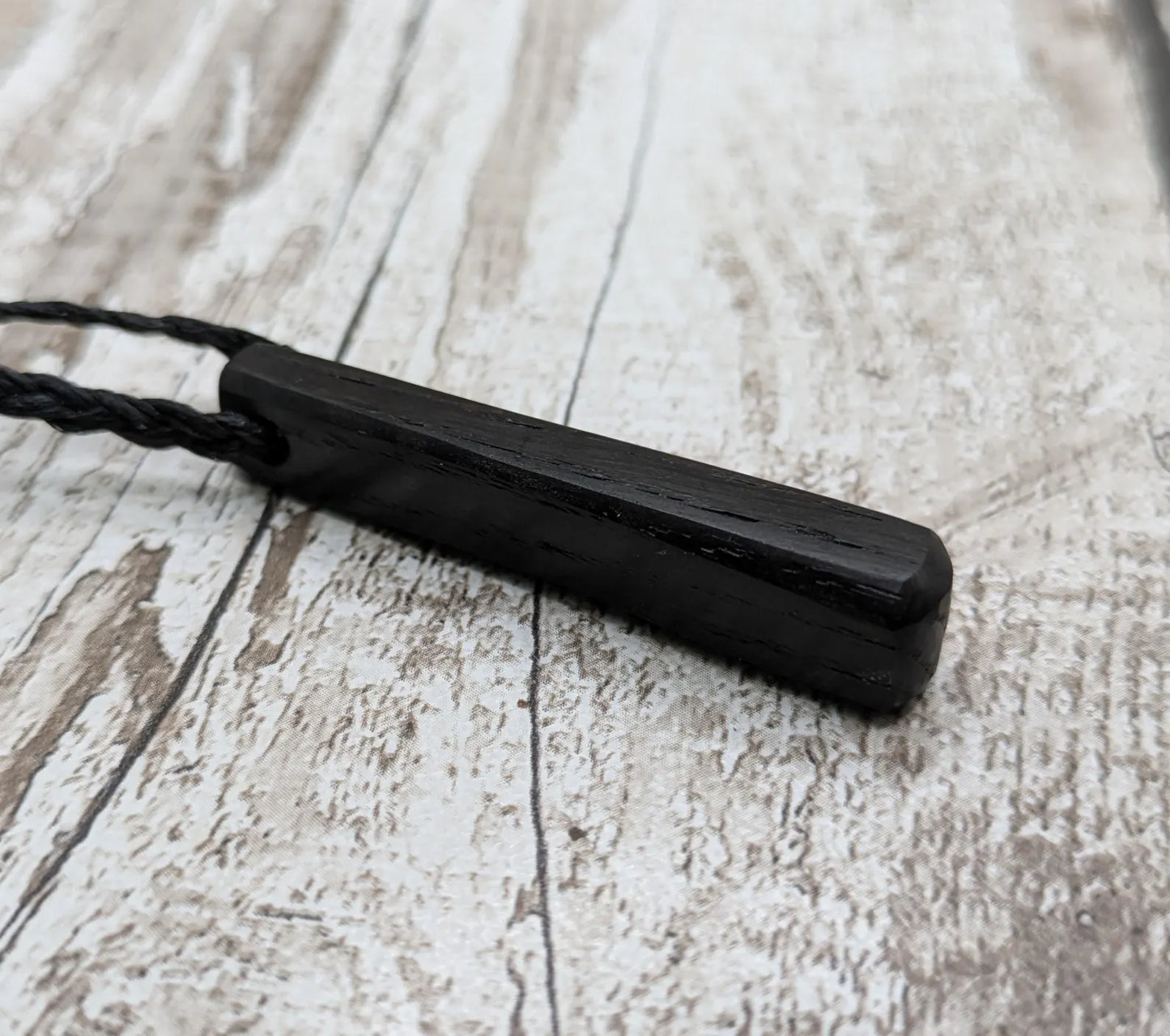 Fenland bog oak roimata tear drop pendant.