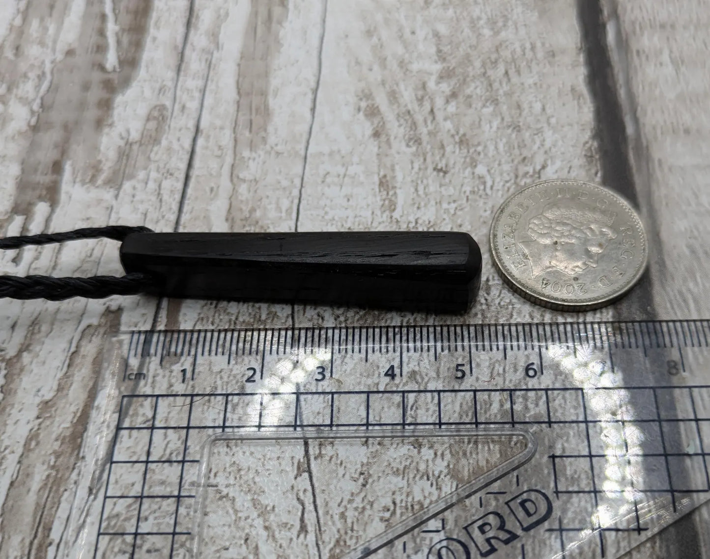 Fenland bog oak roimata tear drop pendant.