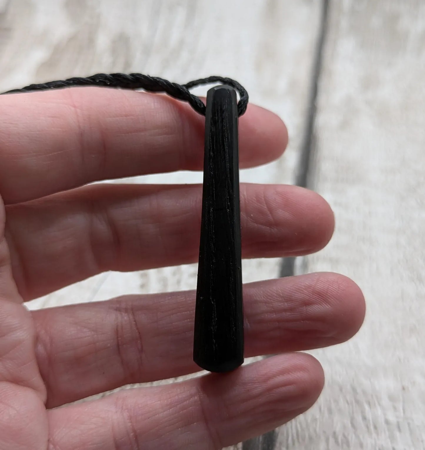 Fenland bog oak roimata tear drop pendant.