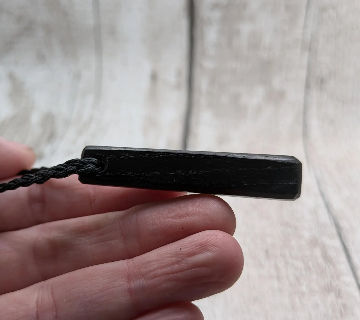 Fenland bog oak roimata tear drop pendant.