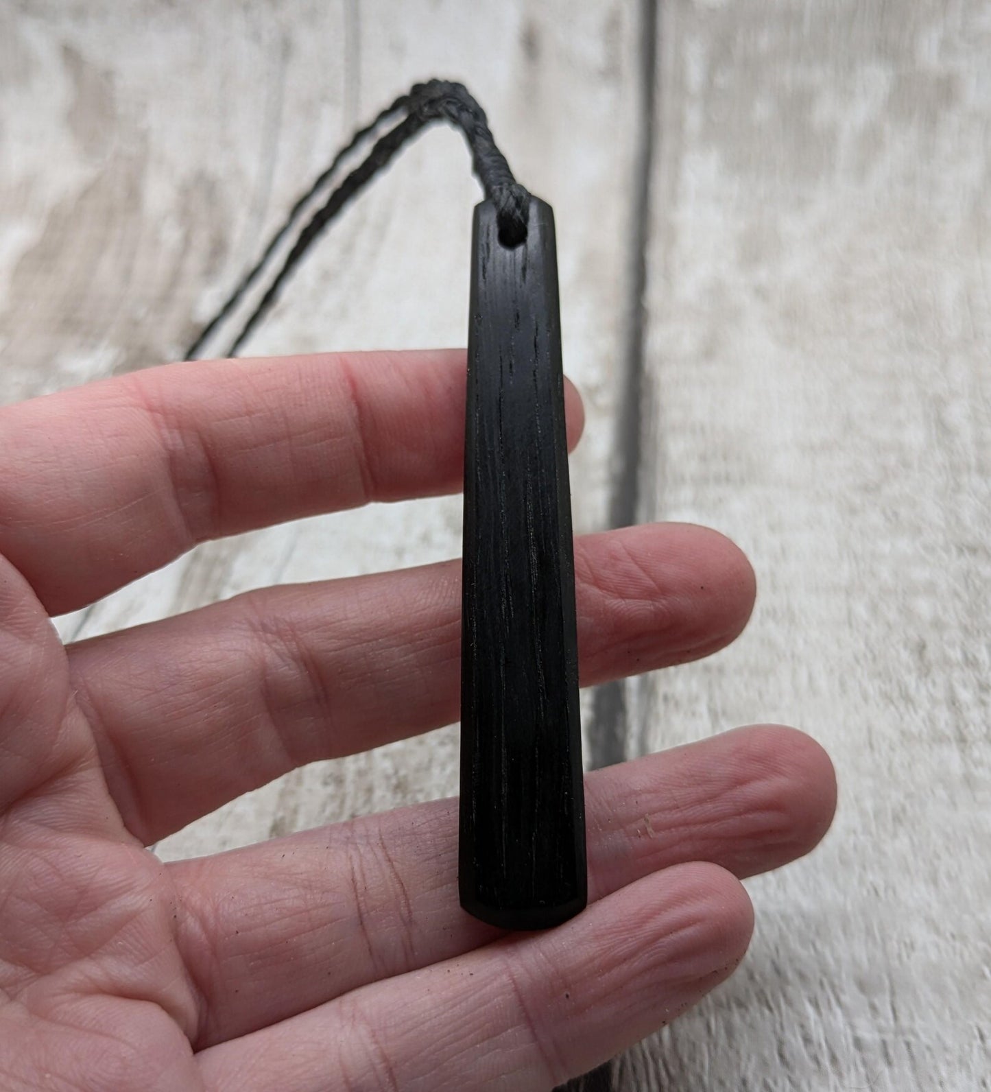 Fenland bog oak roimata drop pendant.