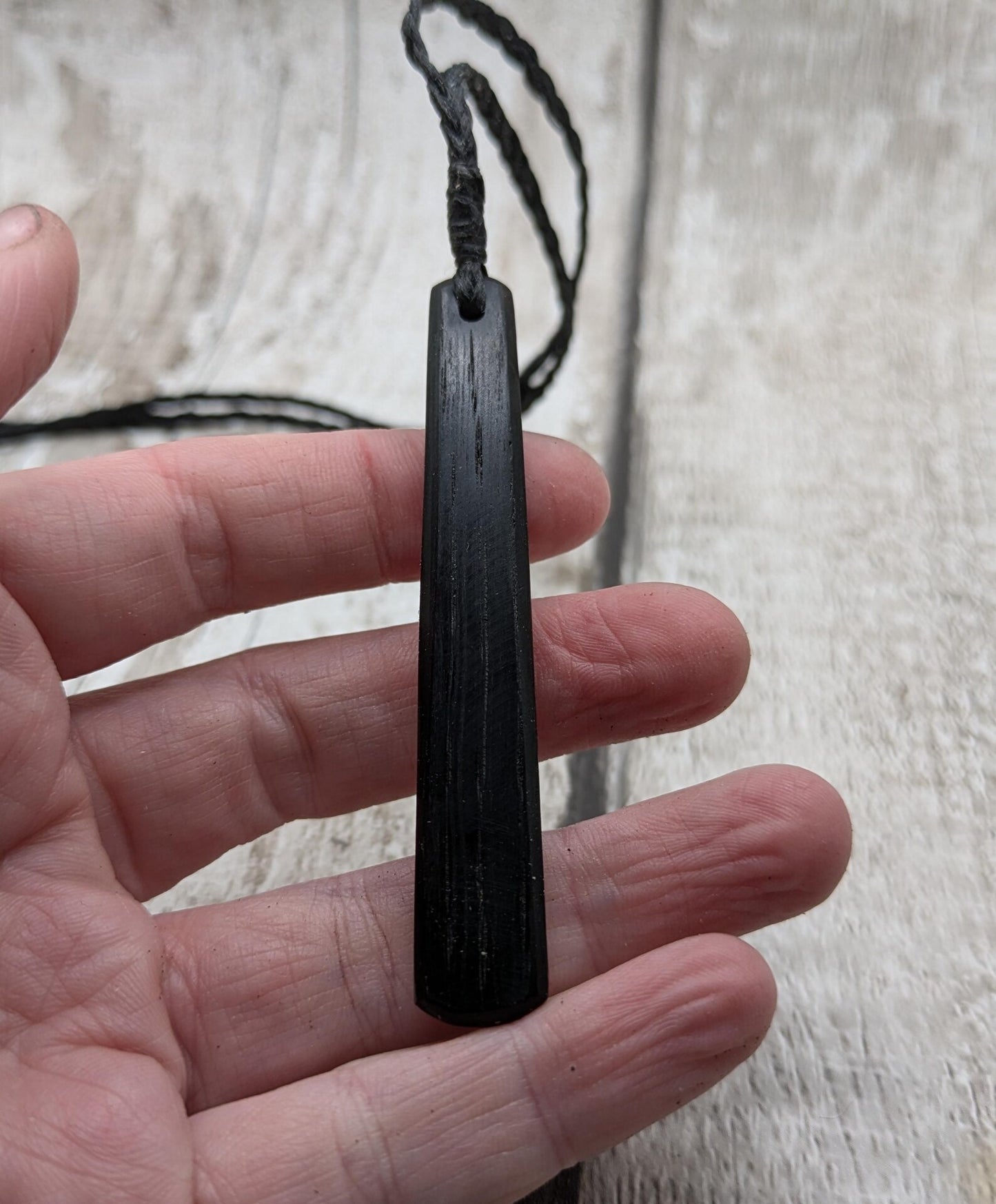 Fenland bog oak roimata drop pendant.