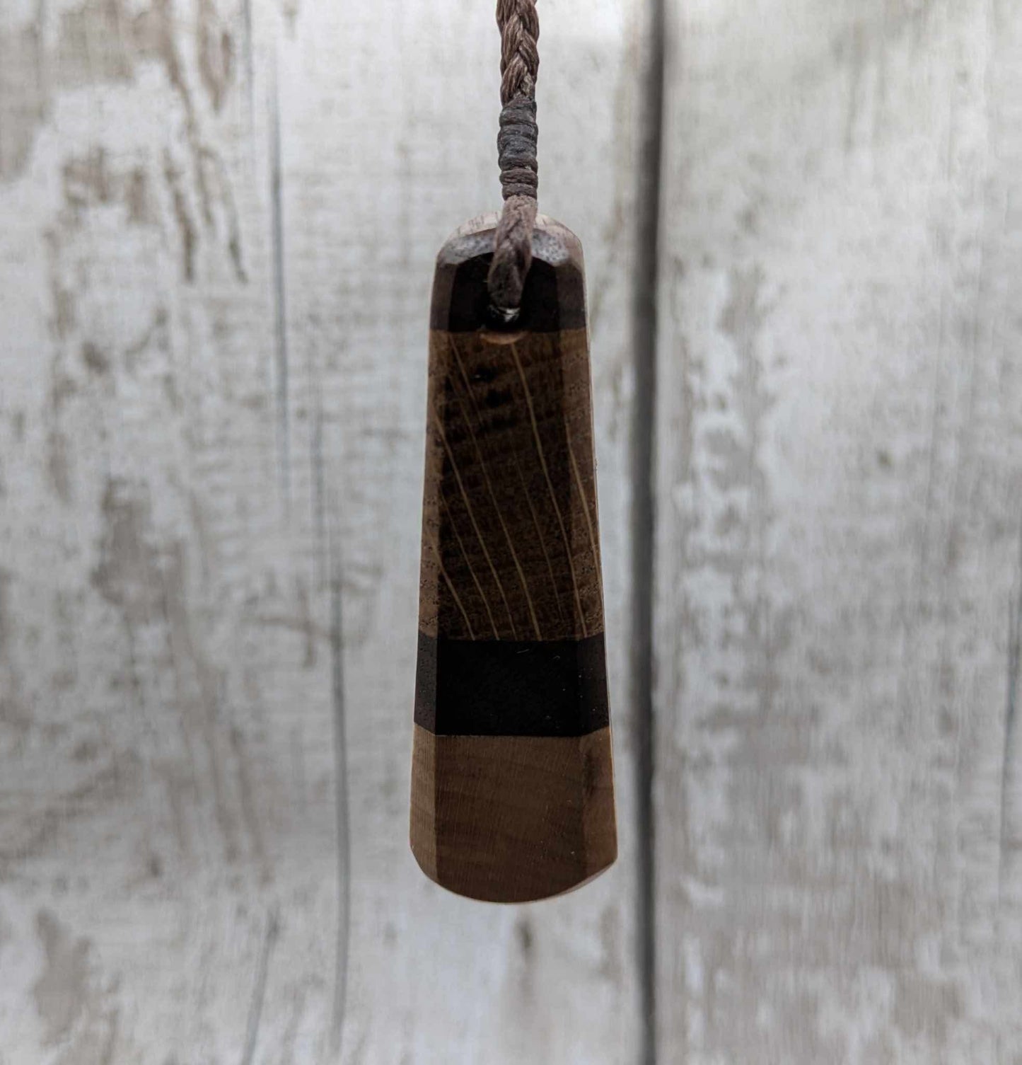 Triple wood roimata teardrop pendant.