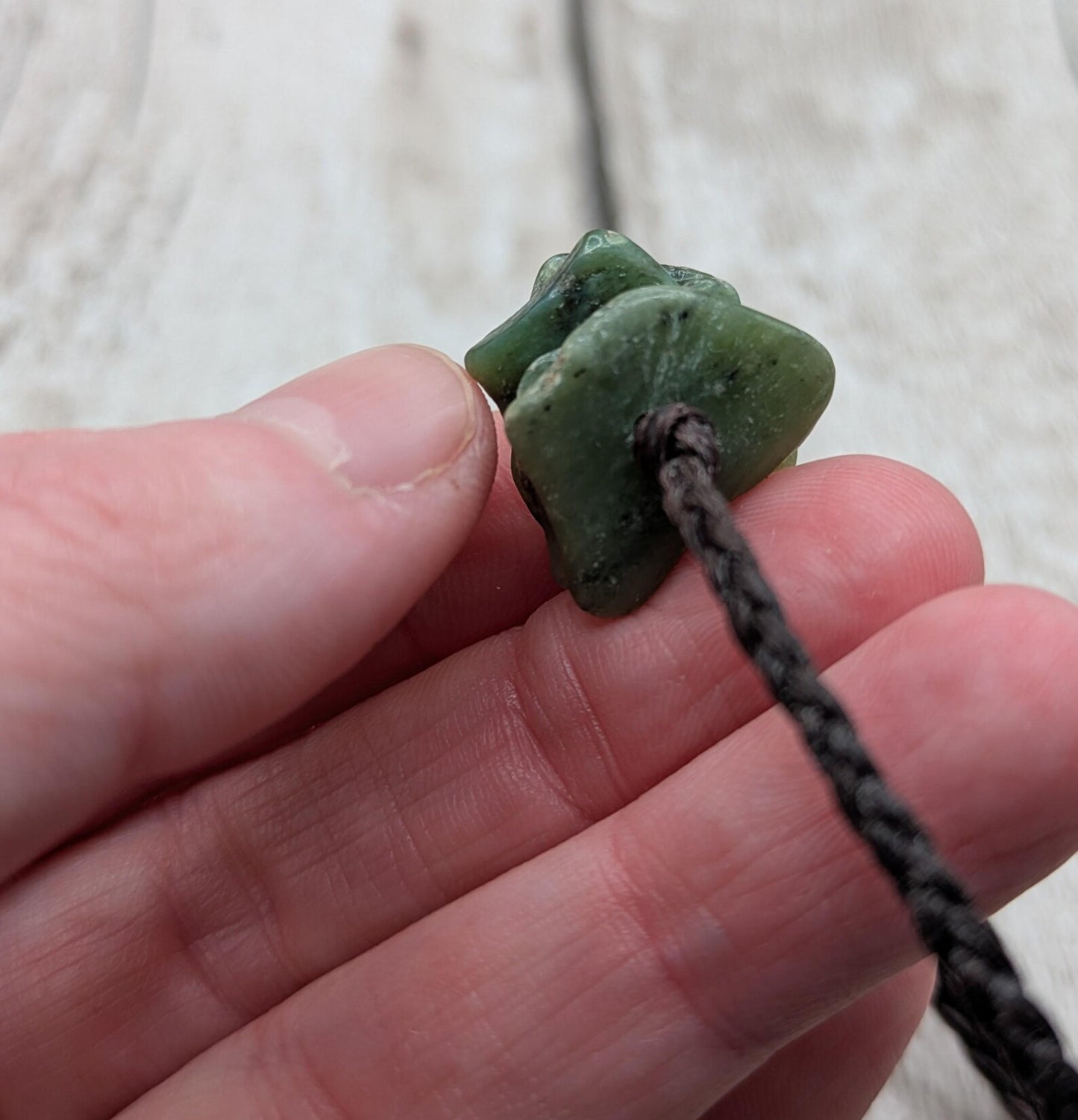 Stacked Pounamu greenstone jade adjustable bracelet.