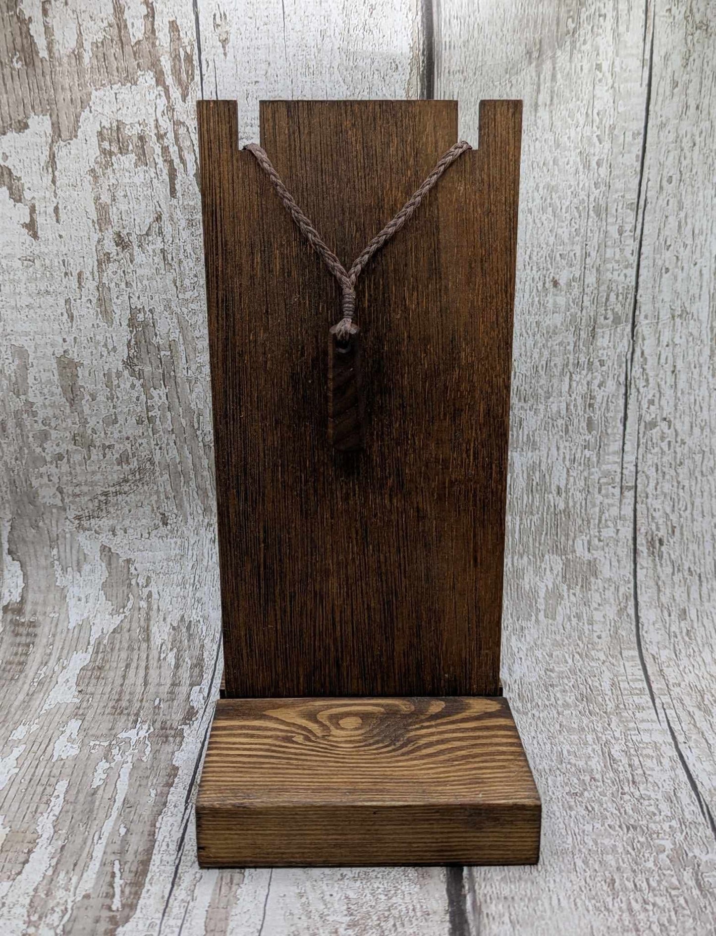 Walnut wood roimata tear drop pendant.