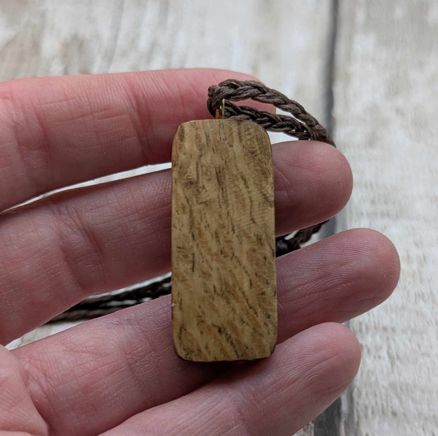 Olive wood hagalaz rune pendant.