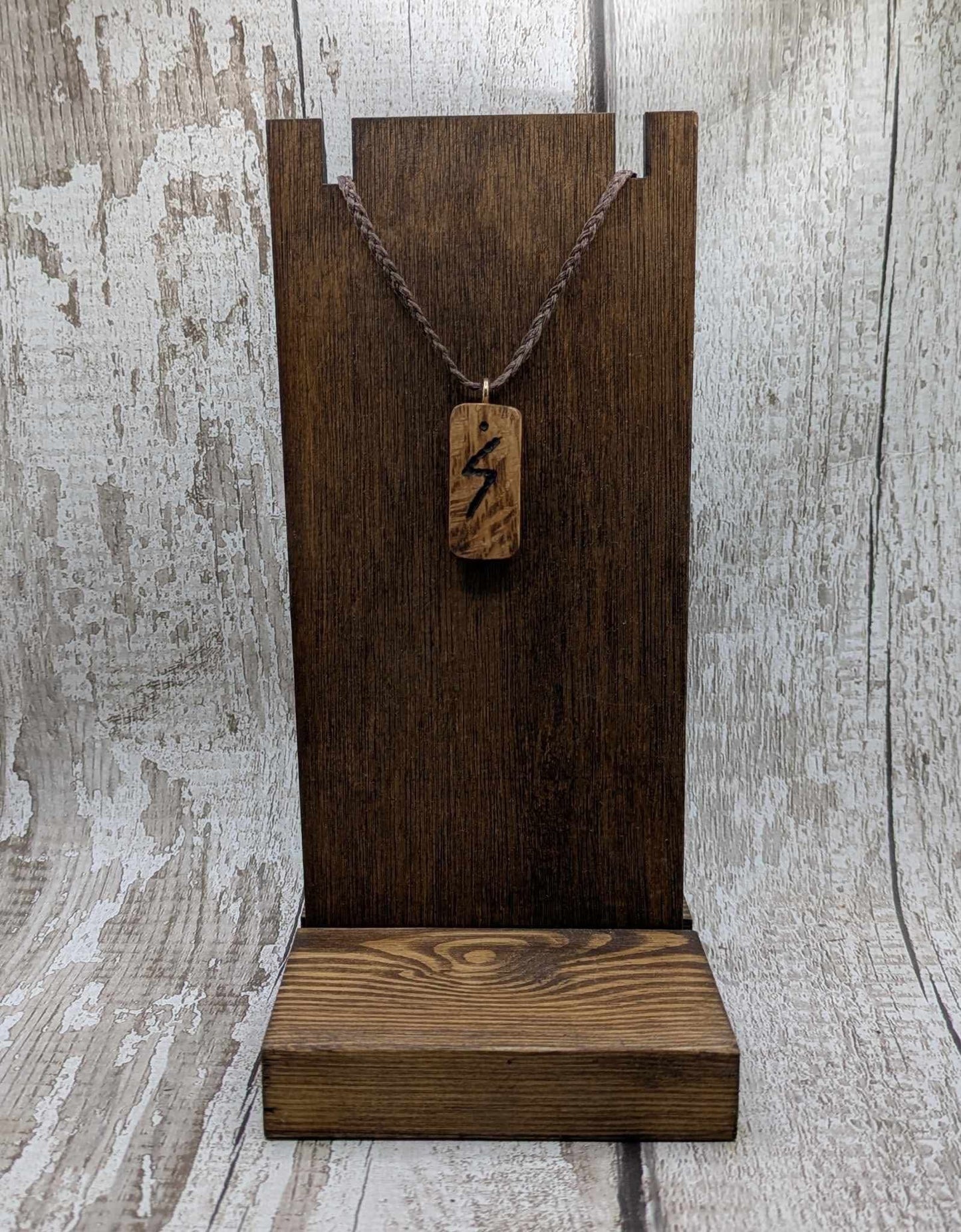 Olive wood sowulo rune pendant.