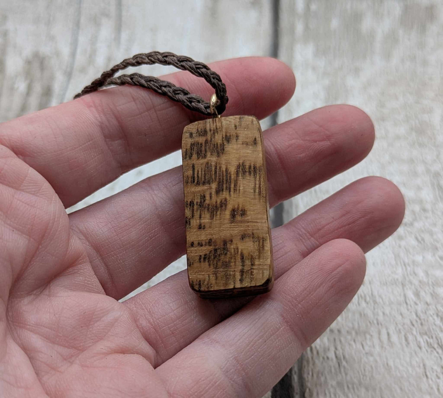 Olive wood fehu rune pendant,
