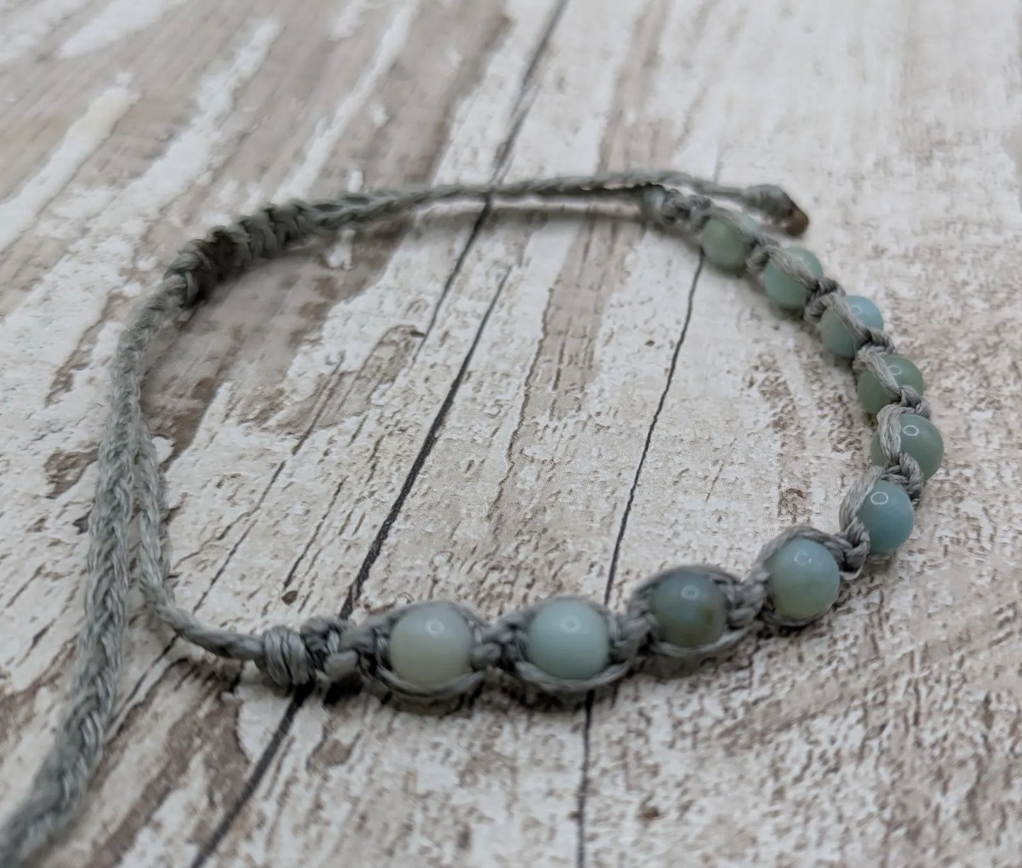 Amazonite beaded macramé bracelet.
