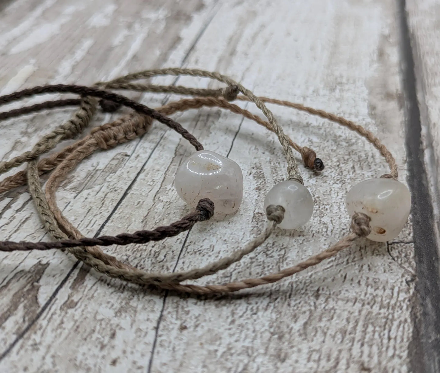 Strawberry quartz beaded bracelet.