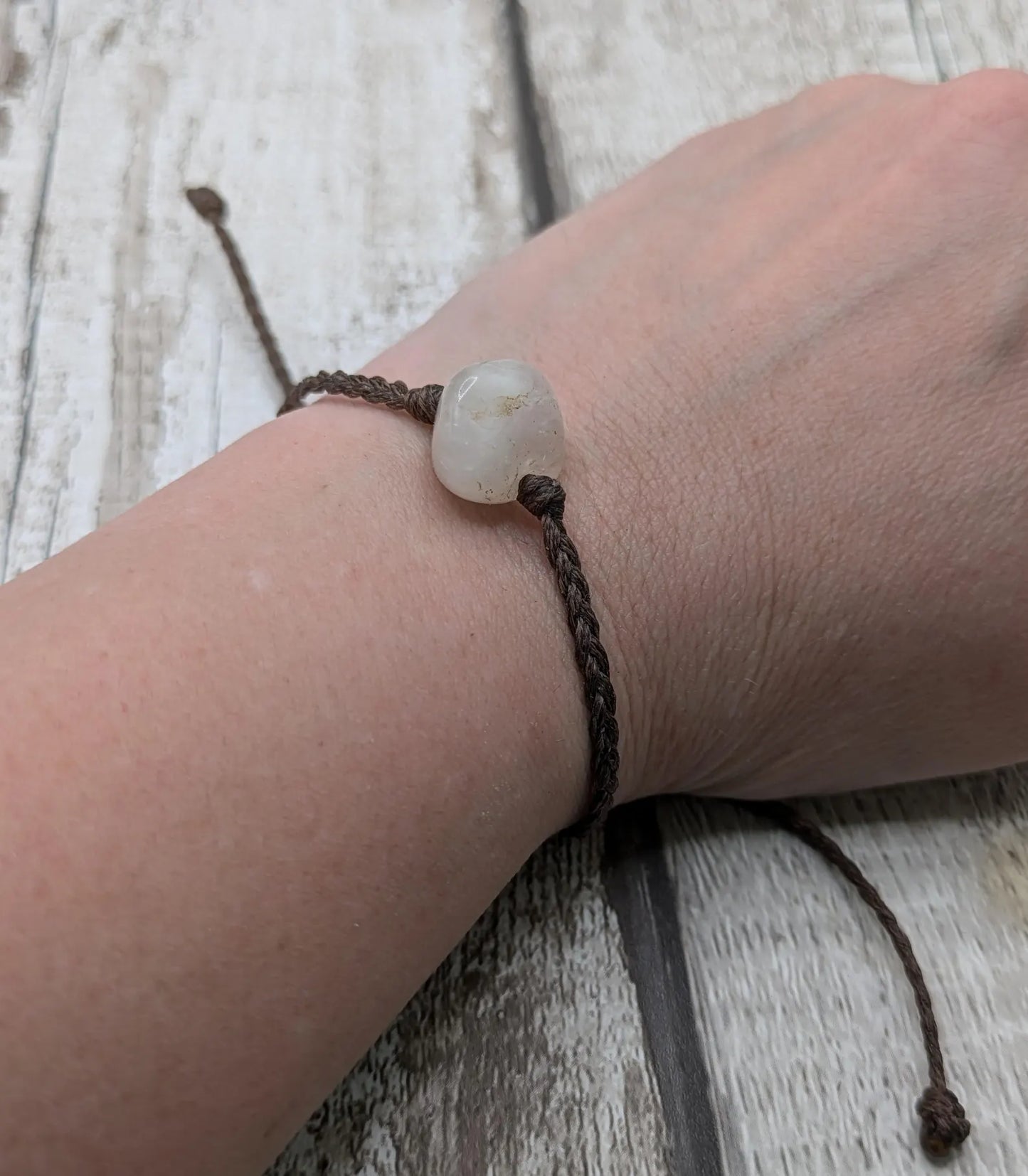 Strawberry quartz beaded bracelet.