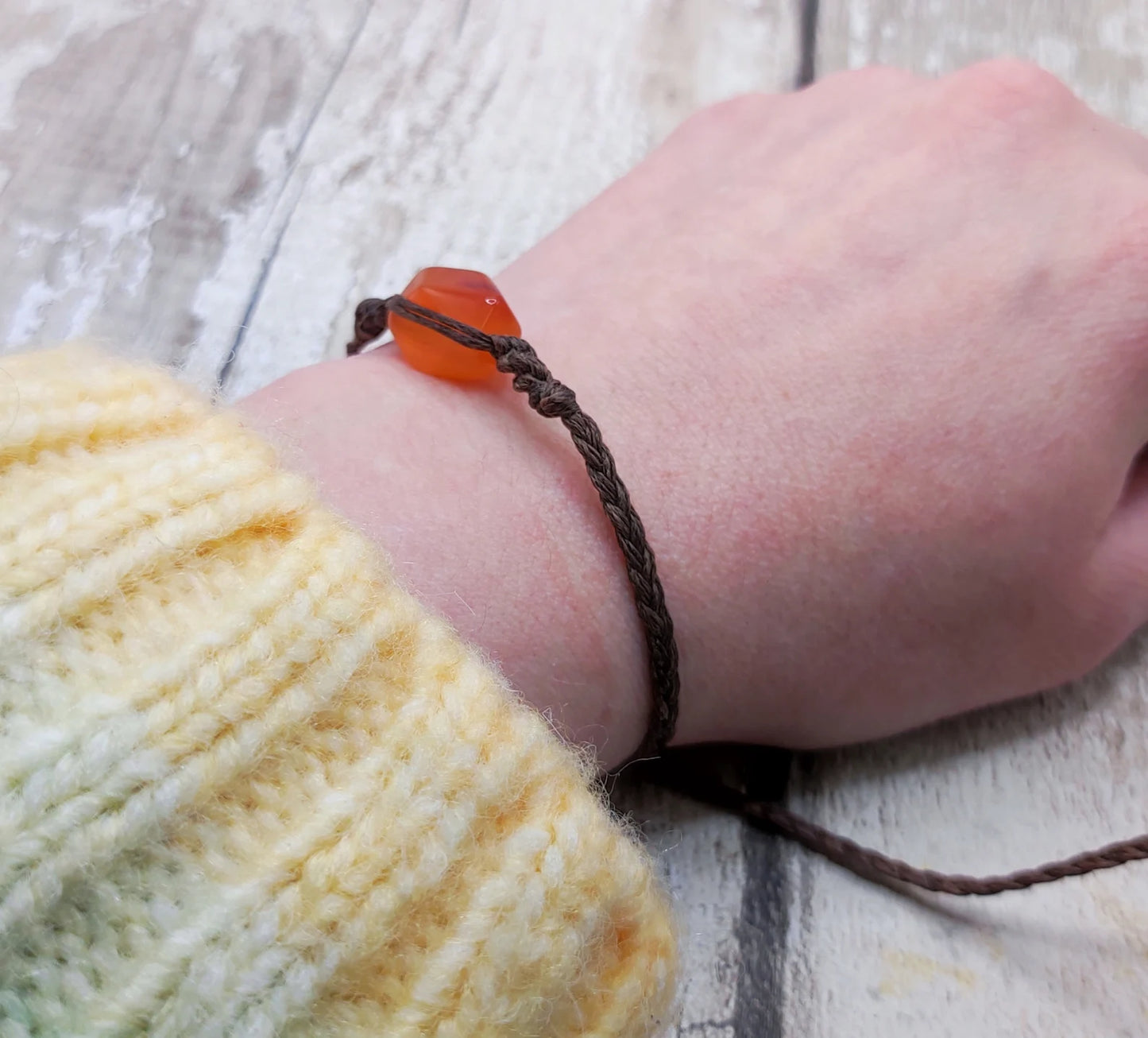Faceted carnelian beaded bracelet.