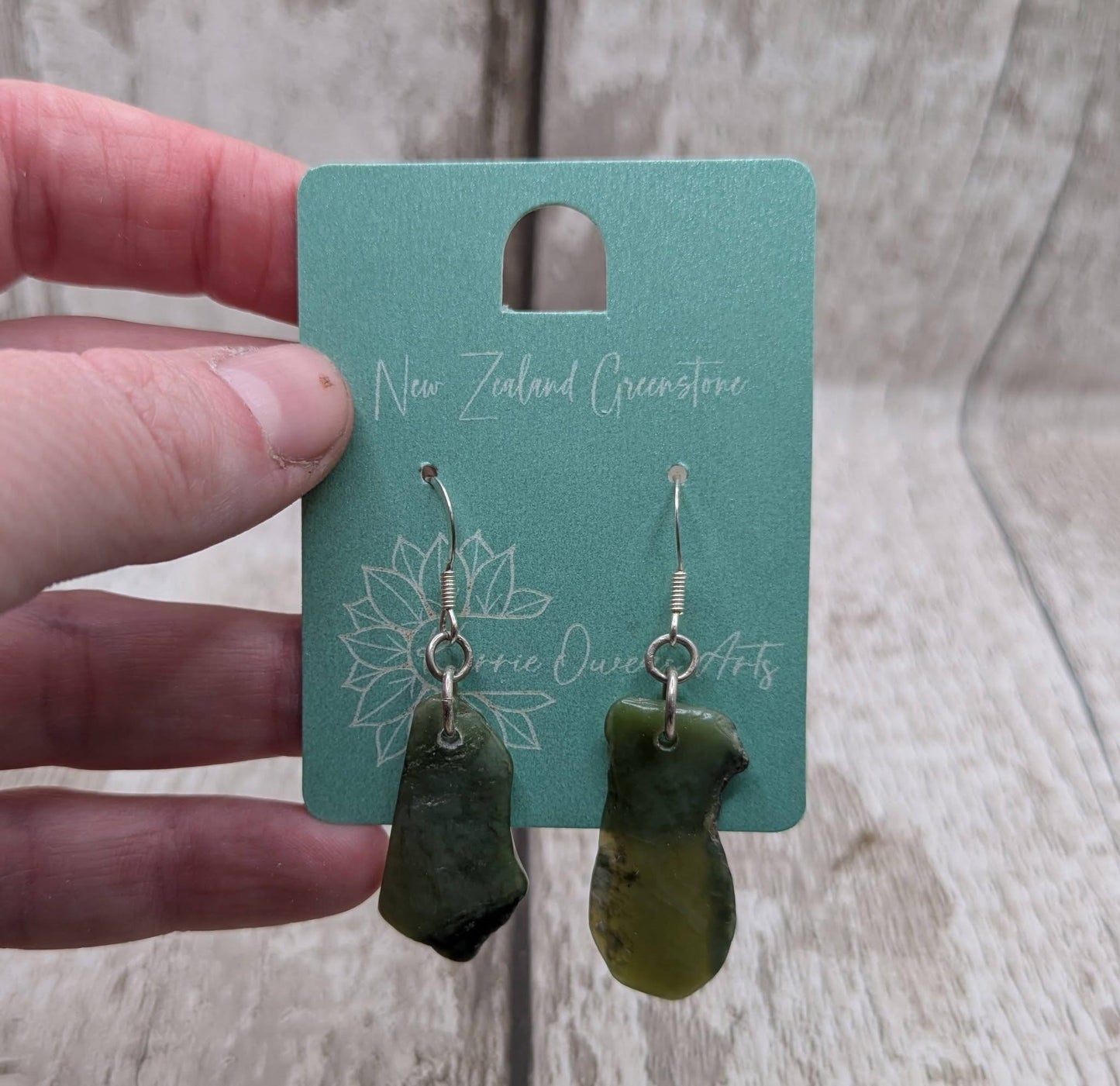 New Zealand pounamu Greenstone jade fish hook earrings, fish hook findings.