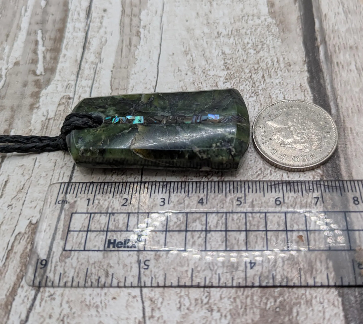 Haast pass serpentine pendant with Pāua shell- handcrafted New Zealand Aotearoa pounamu greenstone carved pendant.