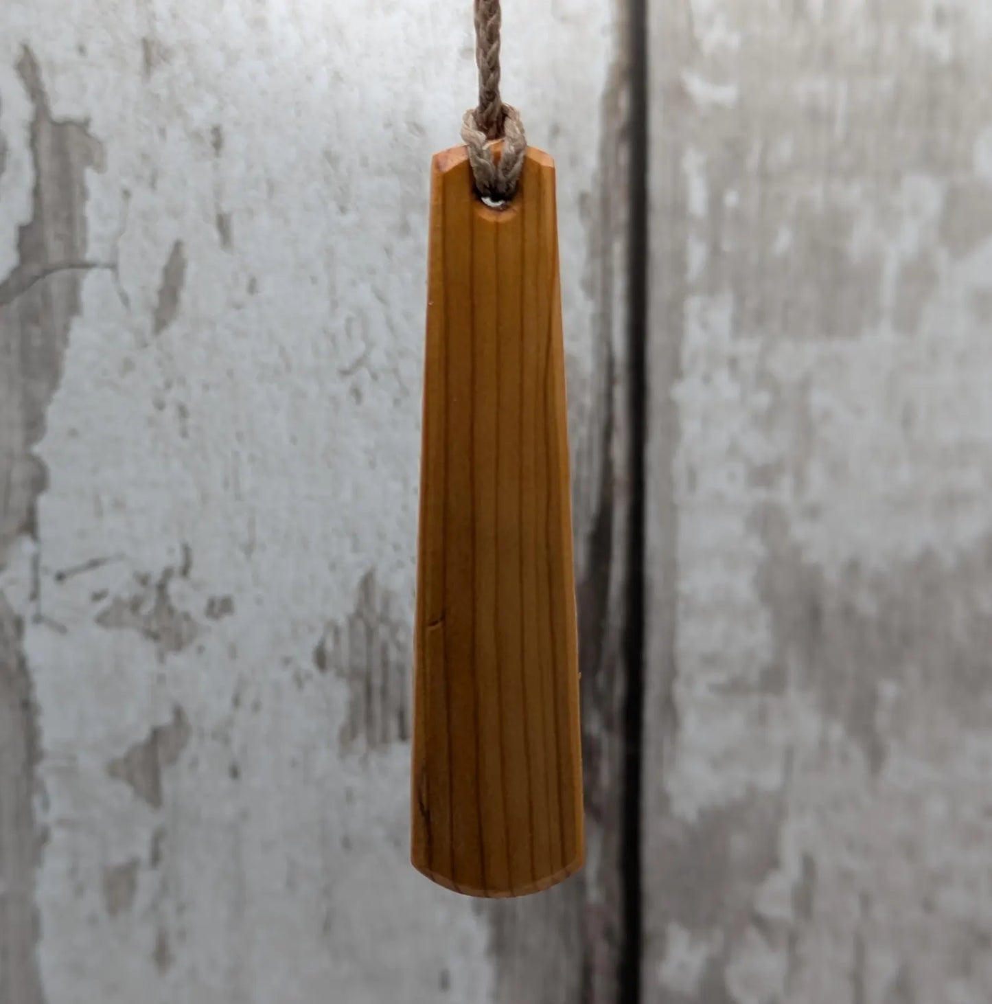 Yew wood roimata drop pendant with te reo māori “He kaha ahau”, I am strong affirmation.