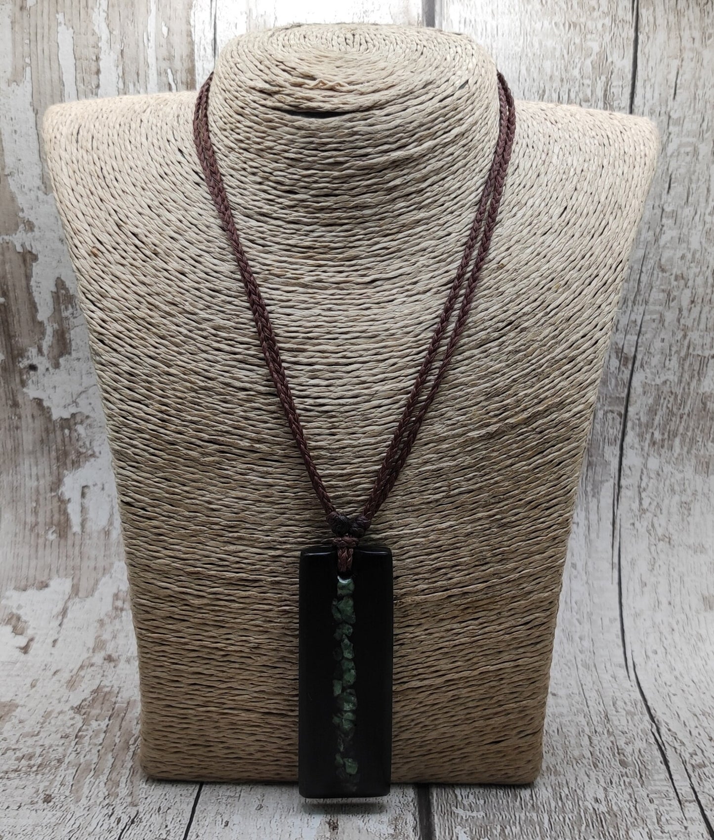 Made to Order Fenland Bog Oak Hei Toki Pendant with NZ Pounamu greenstone inlay – Māori Inspired Adze, Ancient British Wood Jewellery.