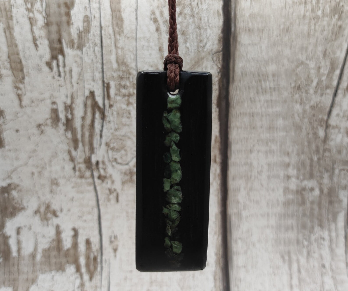 Made to Order Fenland Bog Oak Hei Toki Pendant with NZ Pounamu greenstone inlay – Māori Inspired Adze, Ancient British Wood Jewellery.