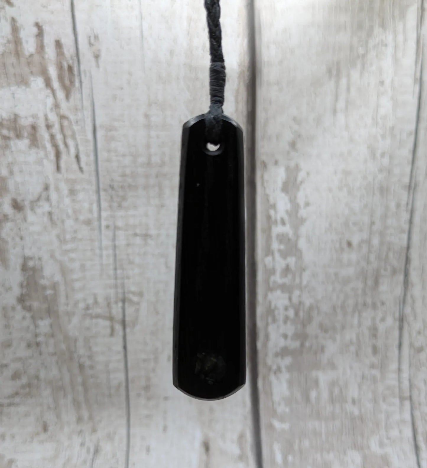 Fenland bog oak with NZ Aotea inlay pendant -Ancient British Wood, Māori Inspired Teardrop Necklace, Nature Jewellery.