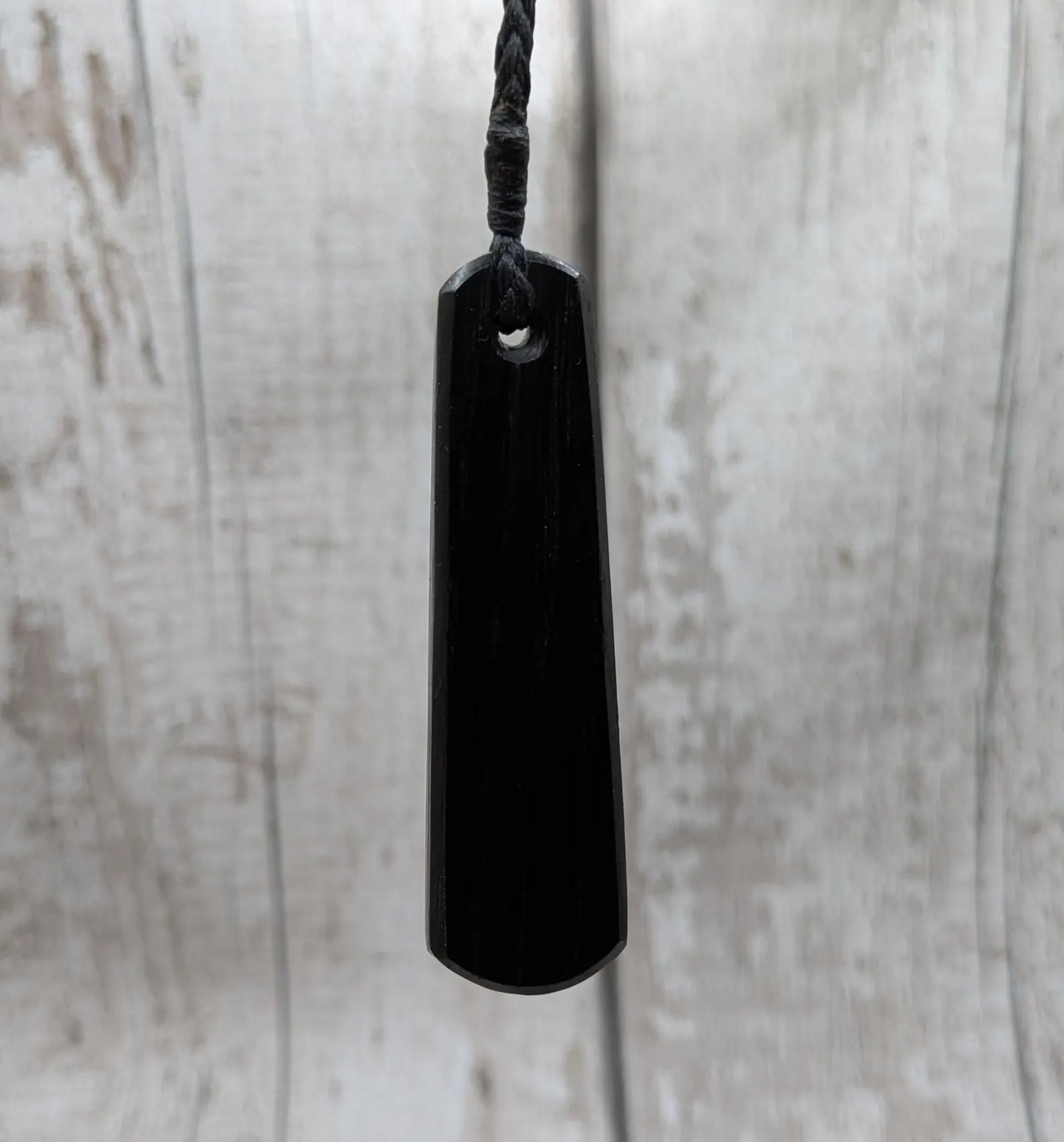 Fenland bog oak with NZ Aotea inlay pendant -Ancient British Wood, Māori Inspired Teardrop Necklace, Nature Jewellery.