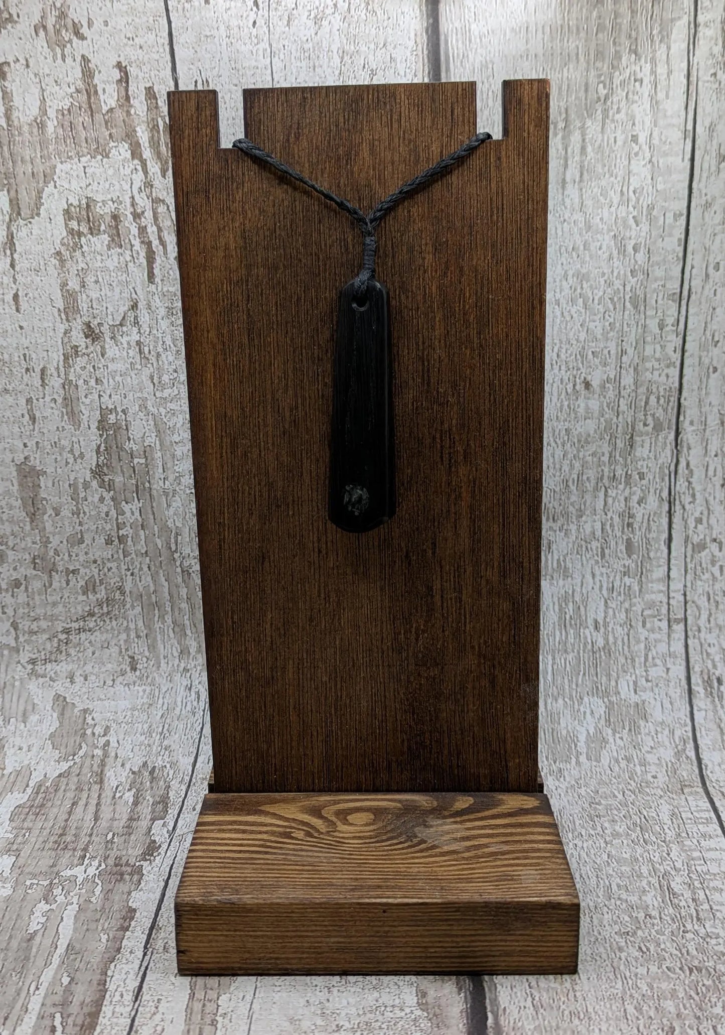 Fenland bog oak with NZ Aotea inlay pendant -Ancient British Wood, Māori Inspired Teardrop Necklace, Nature Jewellery.