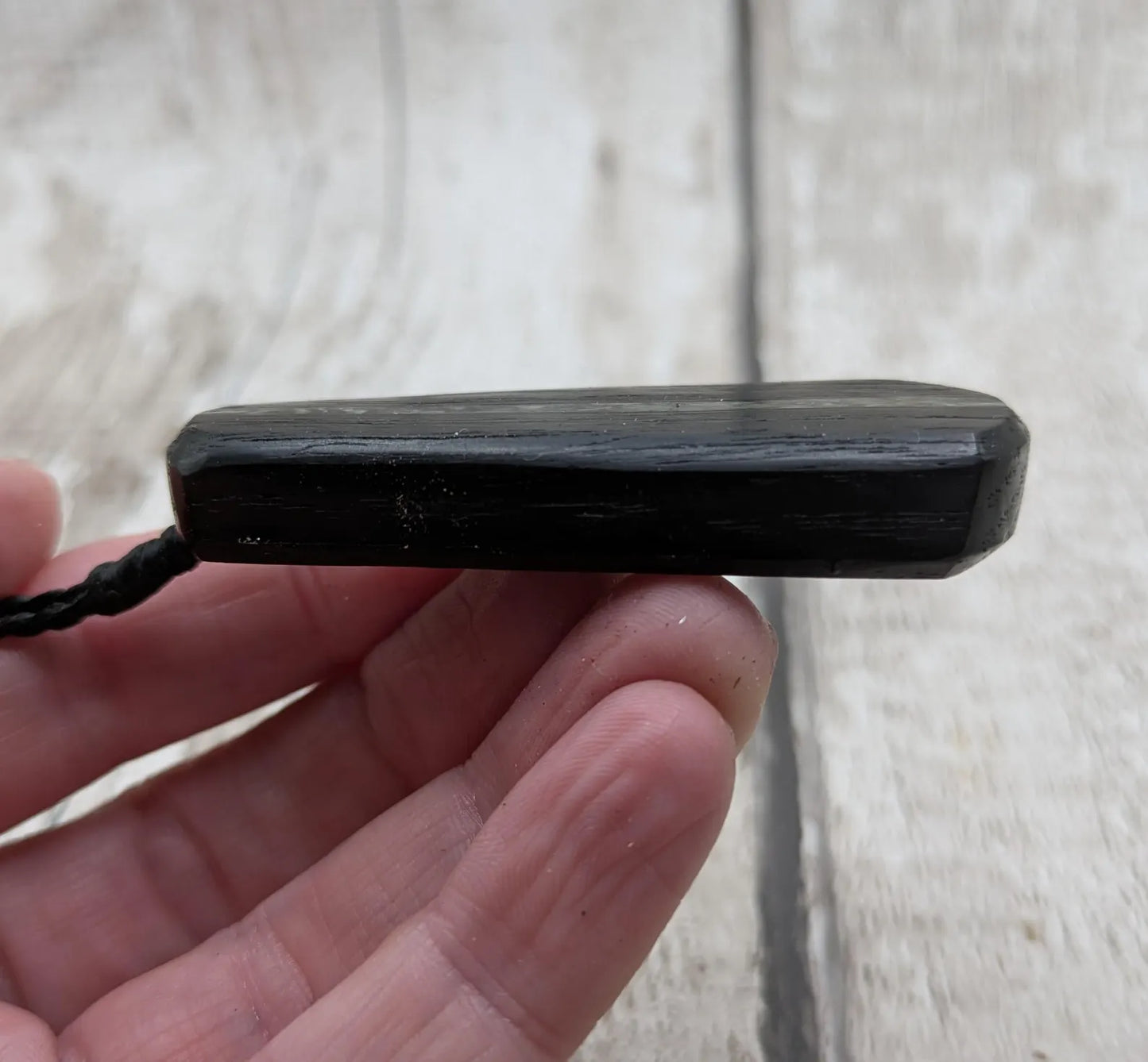 Ancient Bog Oak Roimata Pendant with NZ Aotea Stone Inlay - Healing necklace, spiritual pendant, fenland wood jewellery.