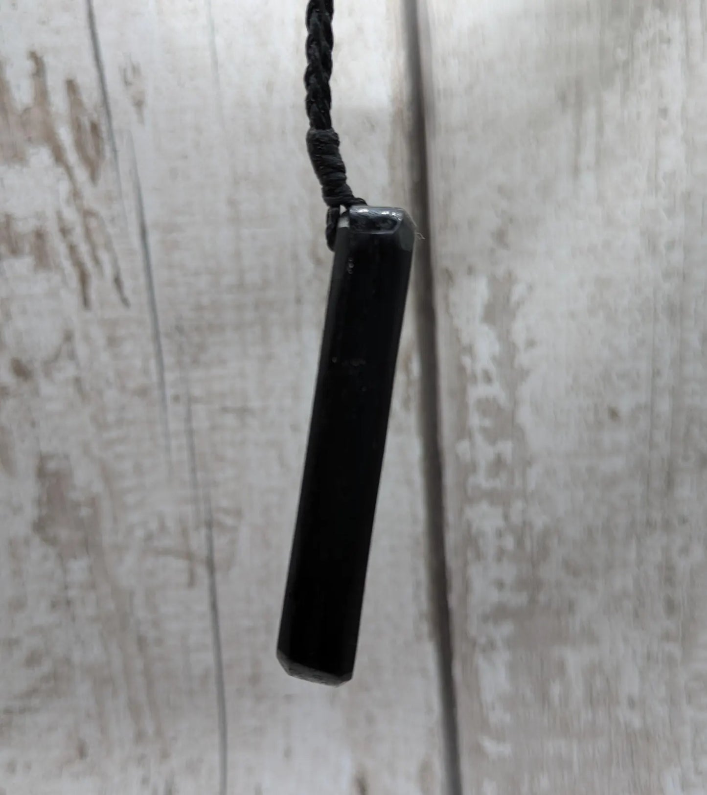Ancient Bog Oak Roimata Pendant with NZ Aotea Stone Inlay - Healing necklace, spiritual pendant, fenland wood jewellery.