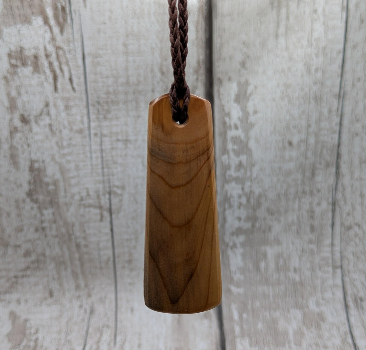 Made to order yew wood hei Toki adze pendant with mixed pounamu inlay - Handcrafted British jewellery, Māori inspired, nature talisman.
