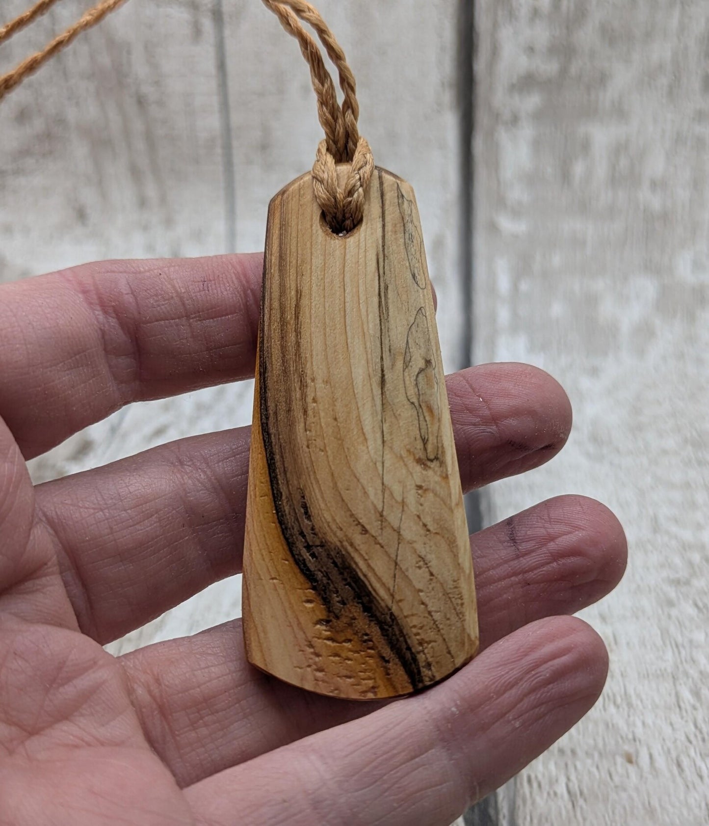 spalted yew wood Hei toki adze styled pendant - Handcrafted British jewellery, Māori inspired nature talisman, eco friendly.
