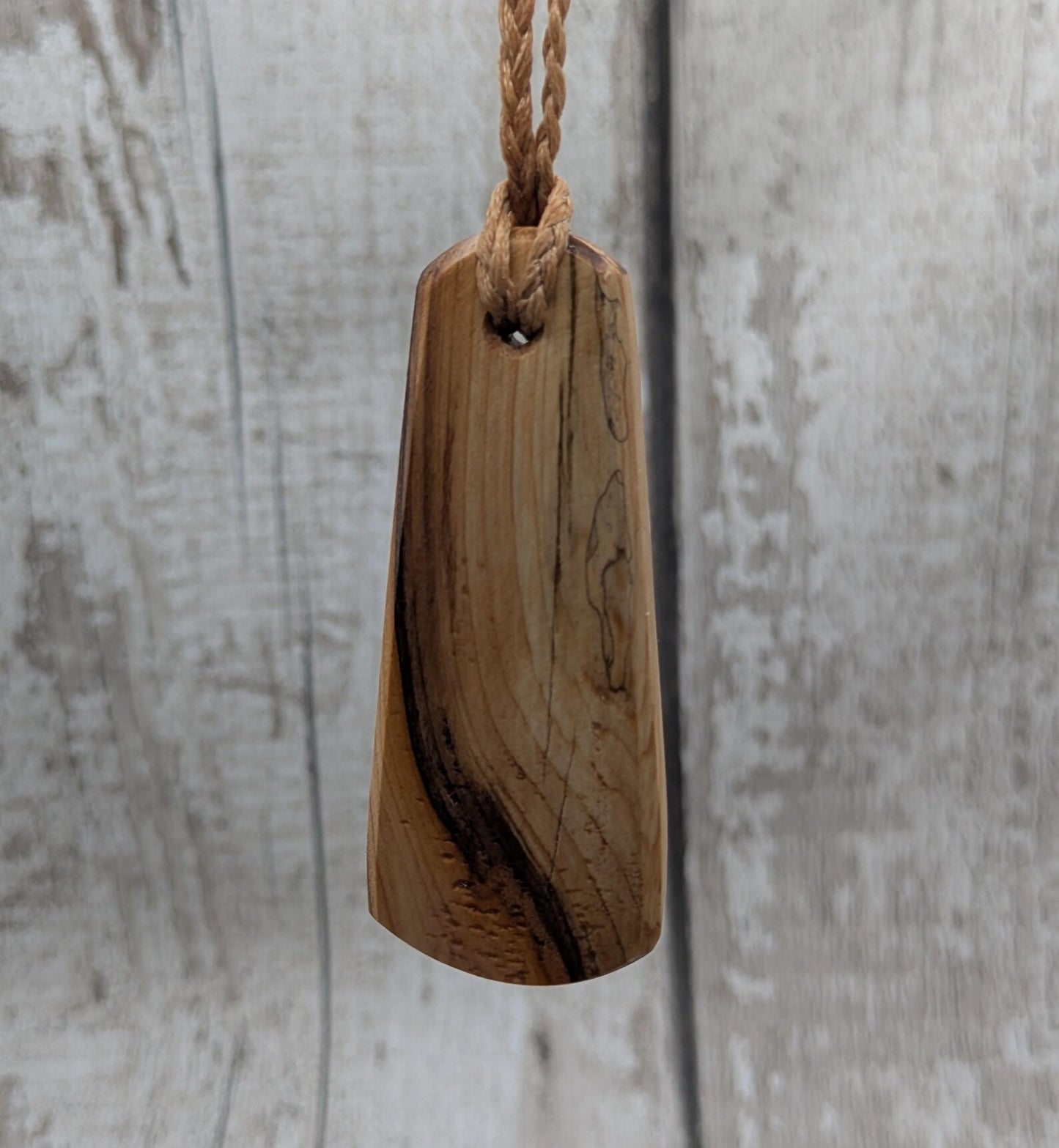 spalted yew wood Hei toki adze styled pendant - Handcrafted British jewellery, Māori inspired nature talisman, eco friendly.